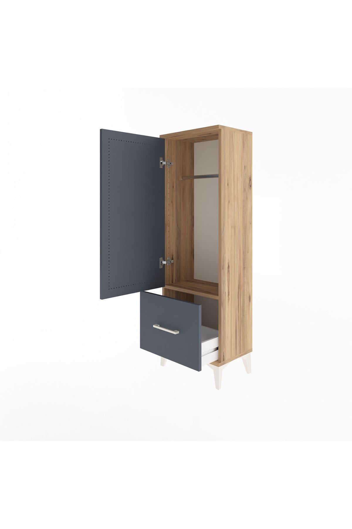 Arges Dolap Tek Raflı Tek Çekmeceli Tek Askılı 44x30x134 - S16M086V8A