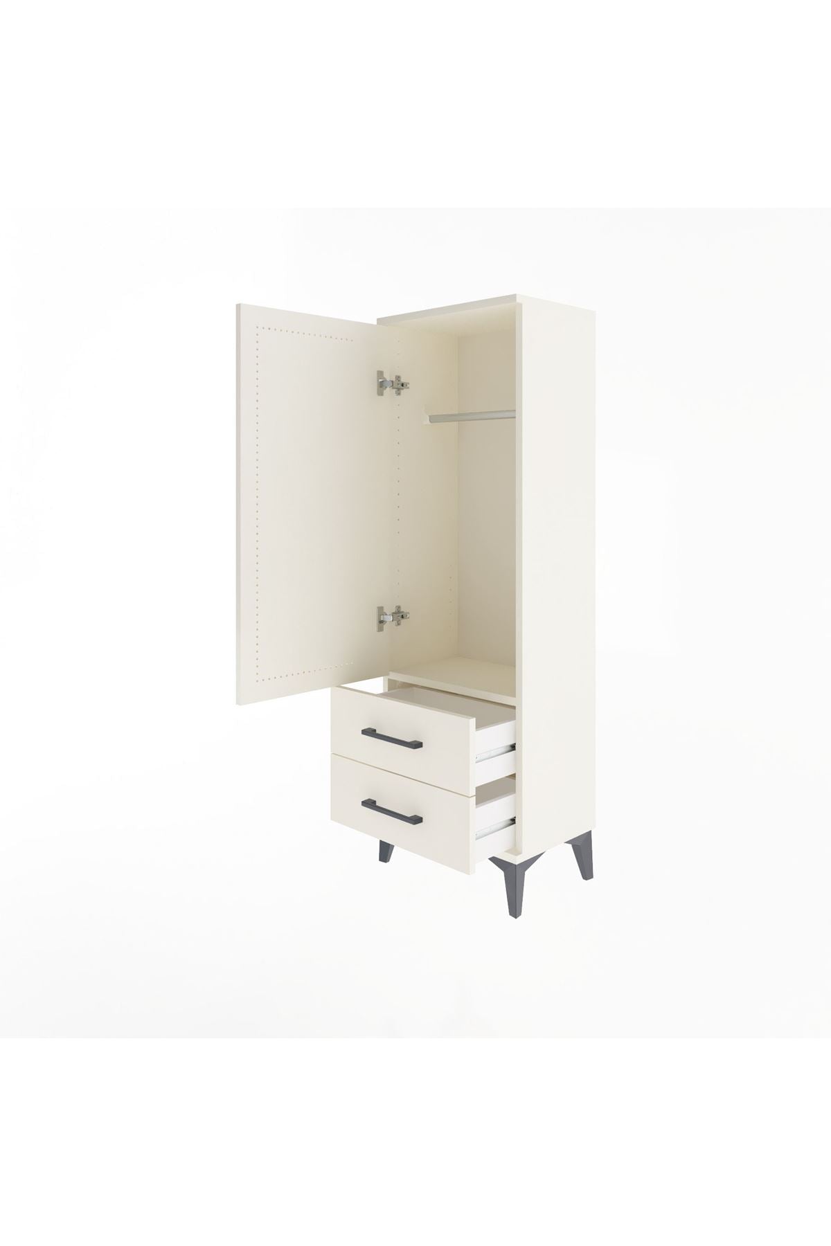 Arges Dolap Tek Raflı 2 Çekmeceli Tek Askılı 44x30x134 - S16M087V1A