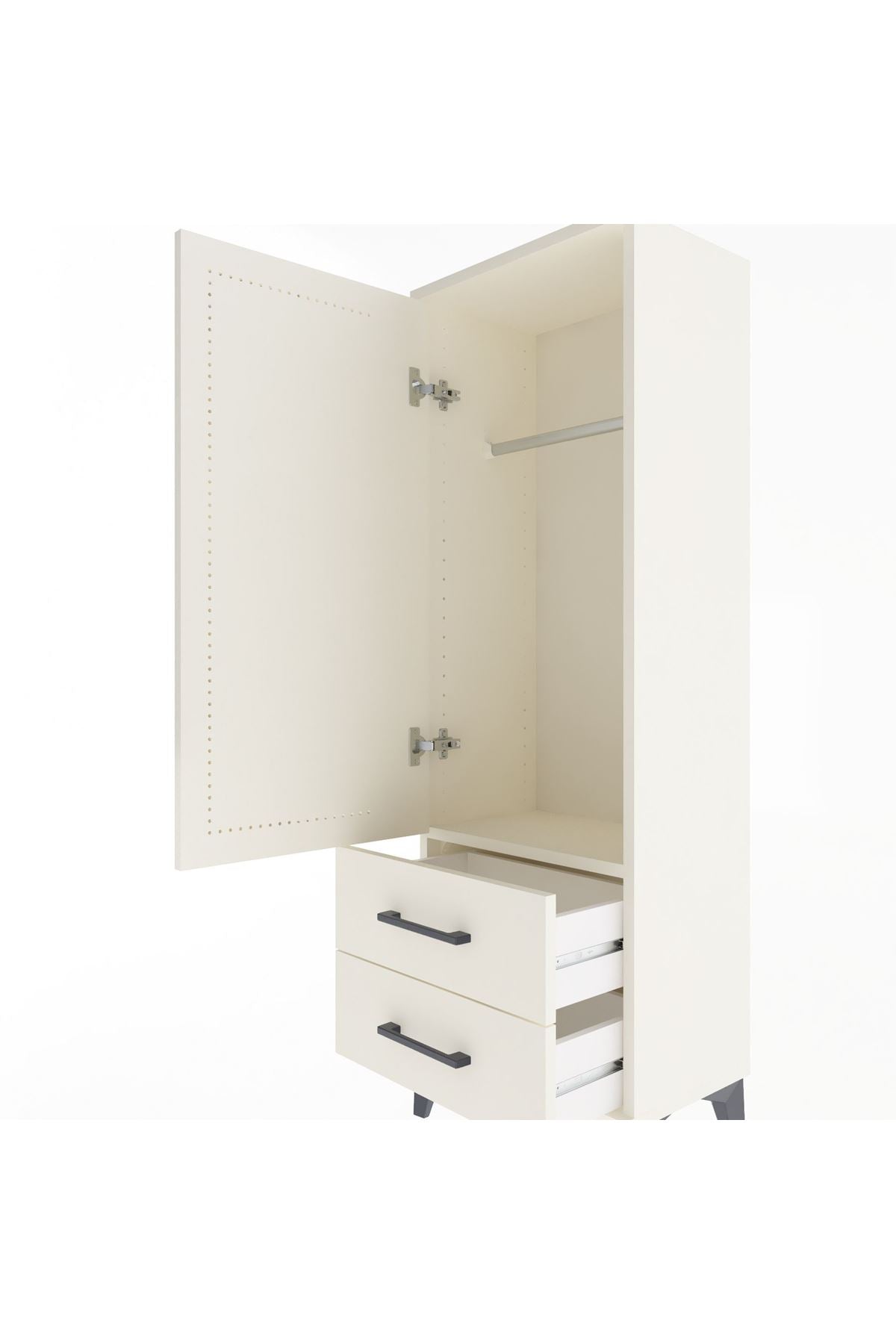 Arges Dolap Tek Raflı 2 Çekmeceli Tek Askılı 44x30x134 - S16M087V1A