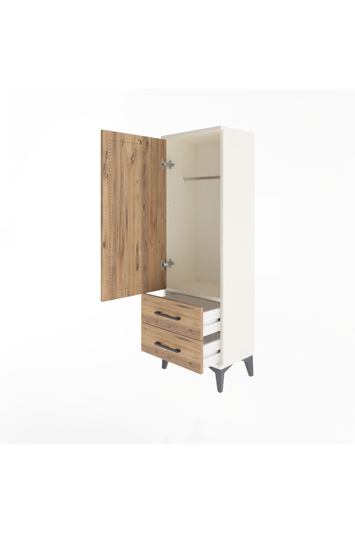 Arges Dolap Tek Raflı 2 Çekmeceli Tek Askılı 44x30x134 - S16M087V3A