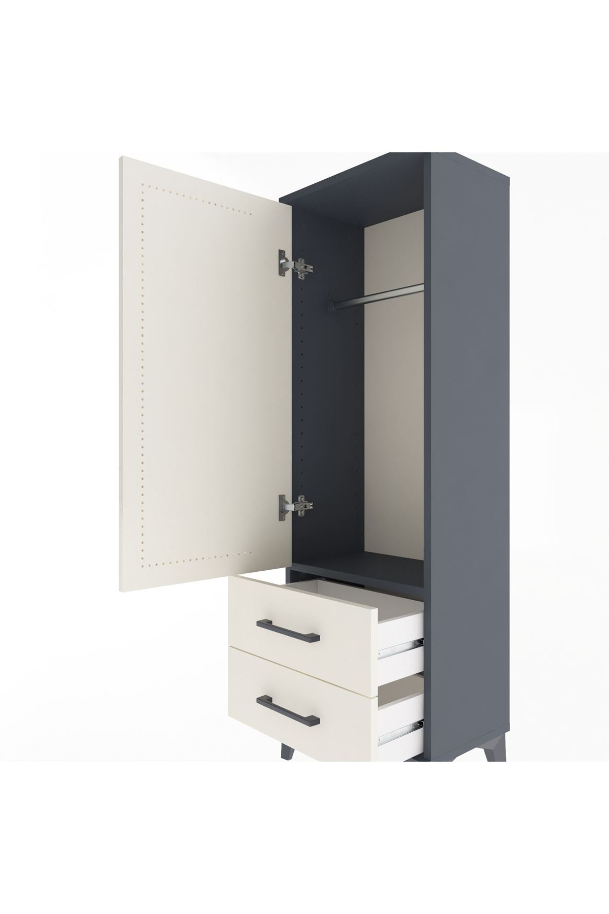 Arges Dolap Tek Raflı 2 Çekmeceli Tek Askılı 44x30x134 - S16M087V4A