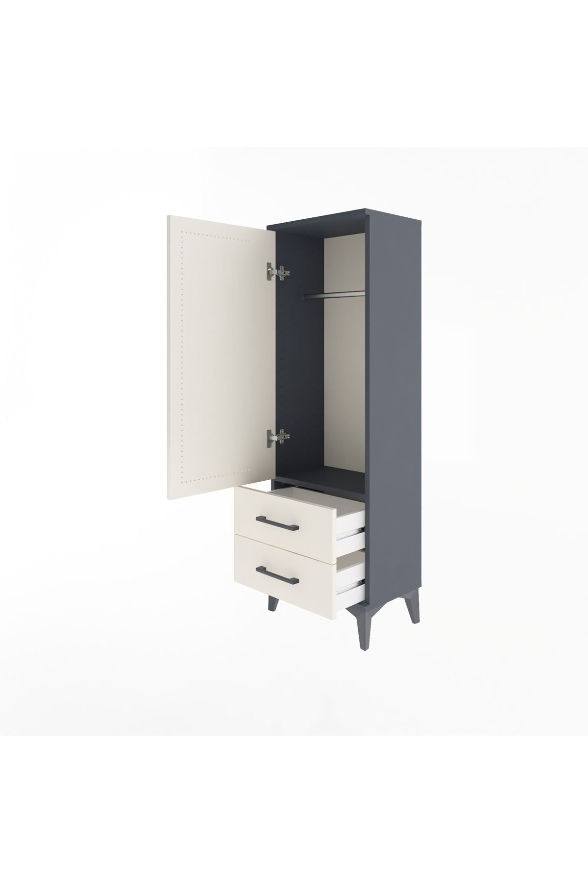 Arges Dolap Tek Raflı 2 Çekmeceli Tek Askılı 44x30x134 - S16M087V4A