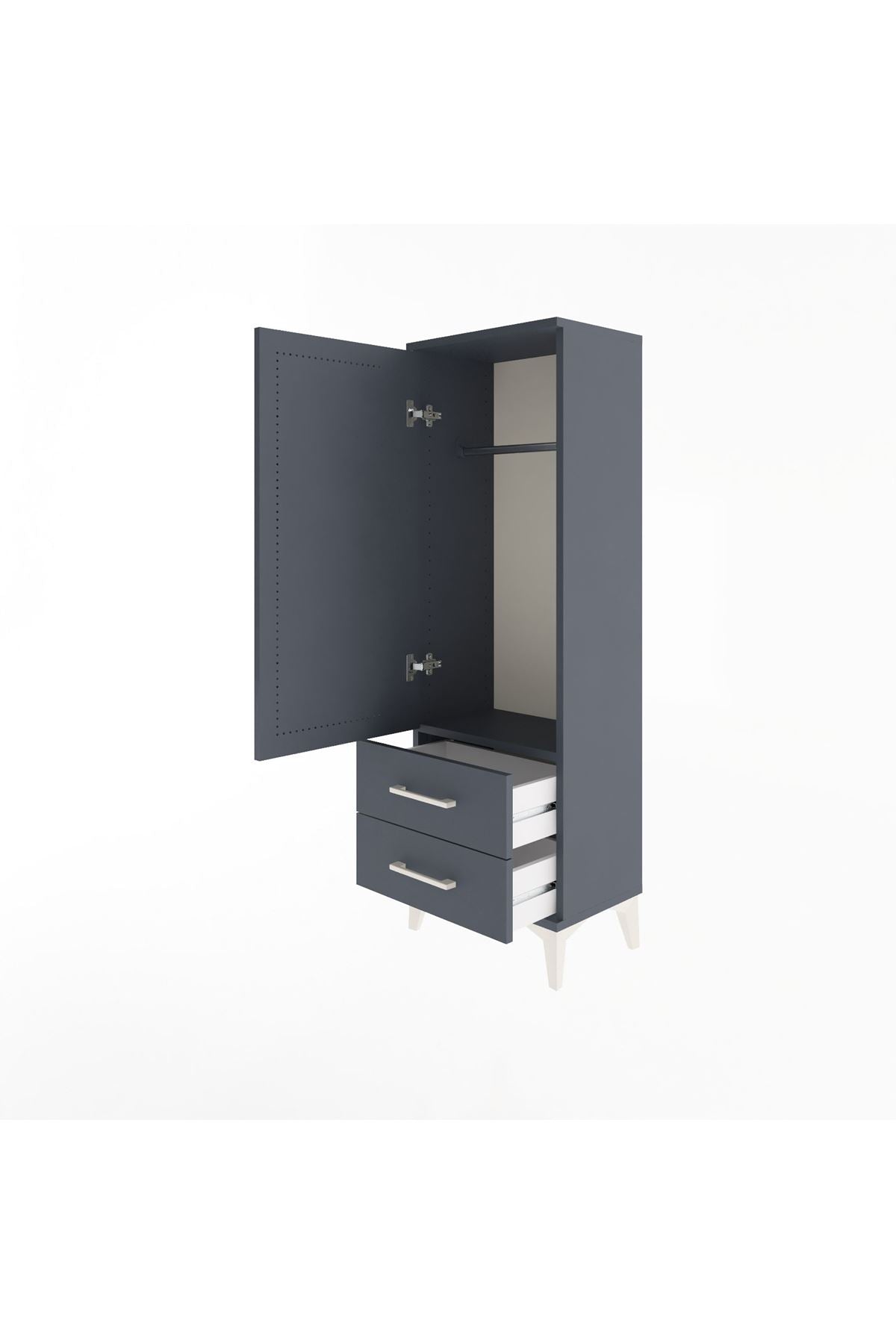 Arges Dolap Tek Raflı 2 Çekmeceli Tek Askılı 44x30x134 - S16M087V5A