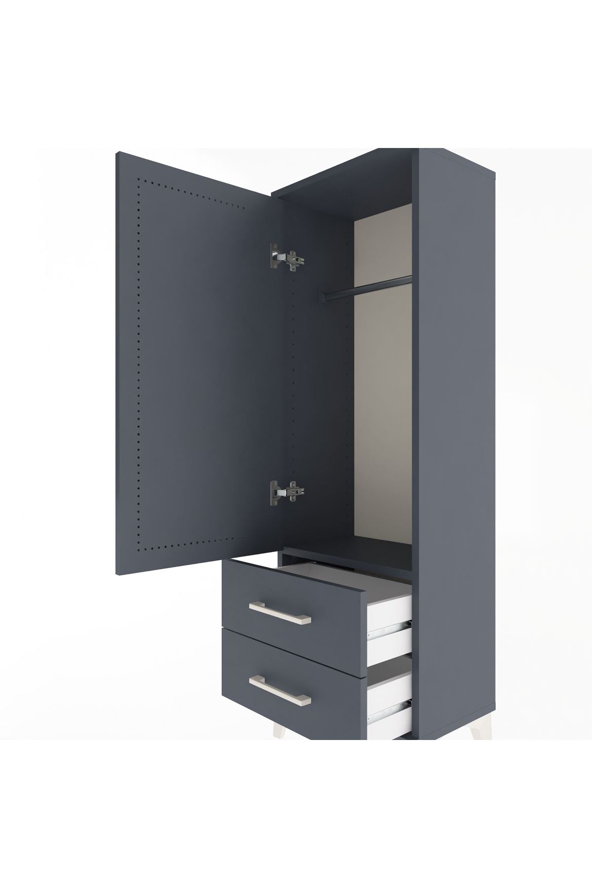 Arges Dolap Tek Raflı 2 Çekmeceli Tek Askılı 44x30x134 - S16M087V5A