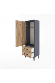Arges Dolap Tek Raflı 2 Çekmeceli Tek Askılı 44x30x134 - S16M087V6A
