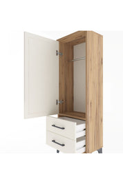 Arges Dolap Tek Raflı 2 Çekmeceli Tek Askılı 44x30x134 - S16M087V7A