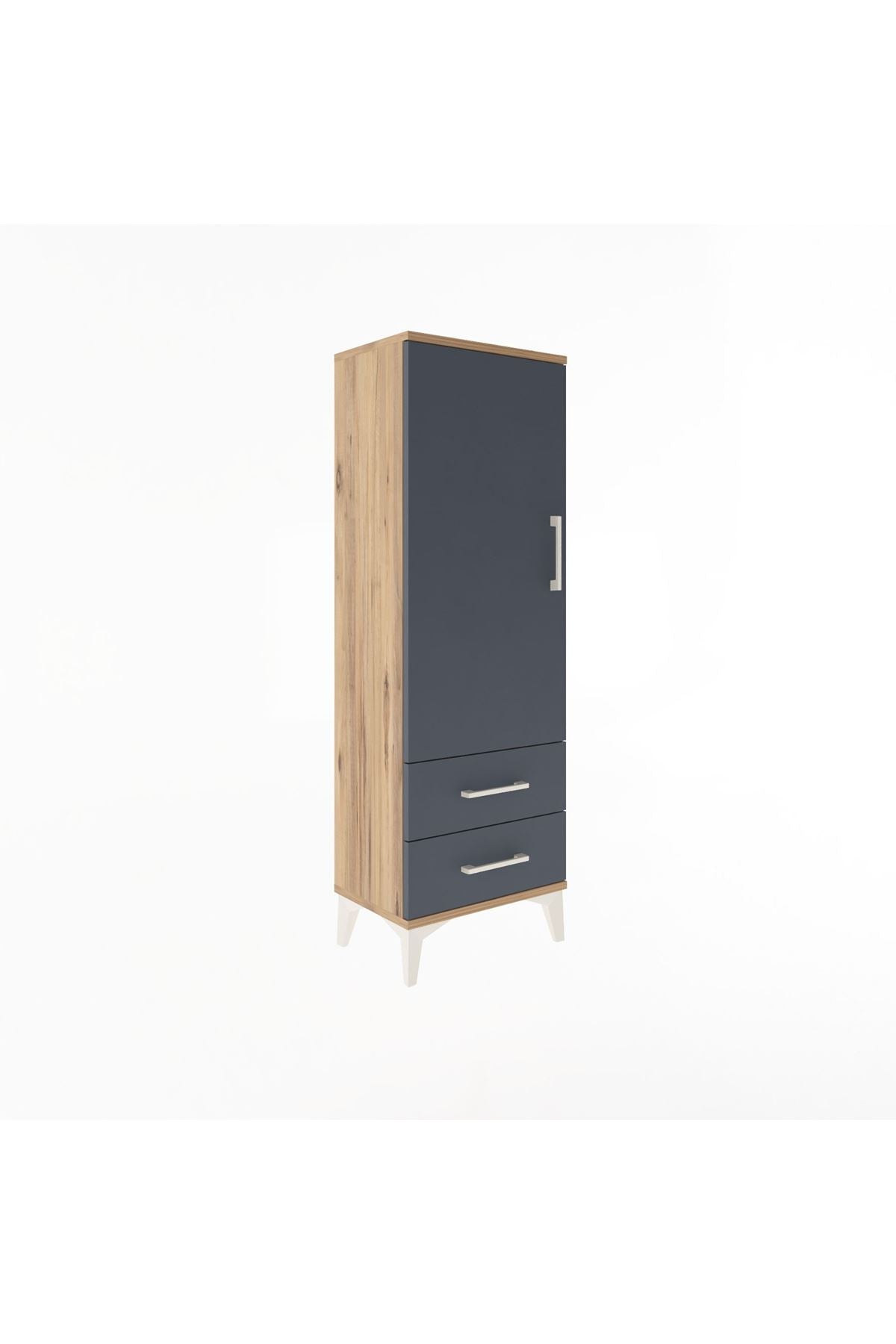 Arges Dolap Tek Raflı 2 Çekmeceli Tek Askılı 44x30x134 - S16M087V8A