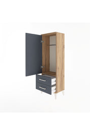 Arges Dolap Tek Raflı 2 Çekmeceli Tek Askılı 44x30x134 - S16M087V8A
