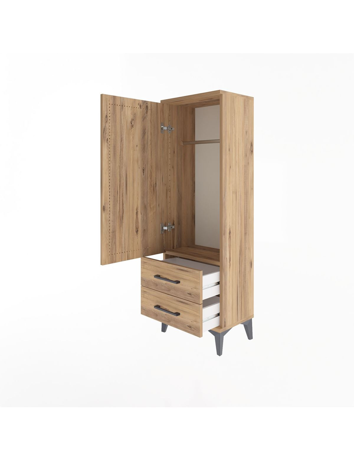 Arges Dolap Tek Raflı 2 Çekmeceli Tek Askılı 44x30x134 - S16M087V9A