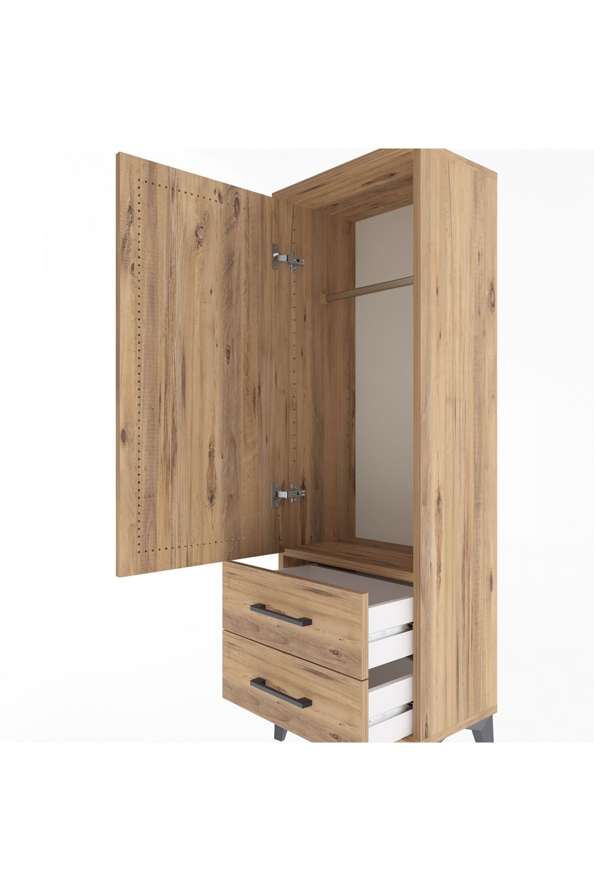 Arges Dolap Tek Raflı 2 Çekmeceli Tek Askılı 44x30x134 - S16M087V9A