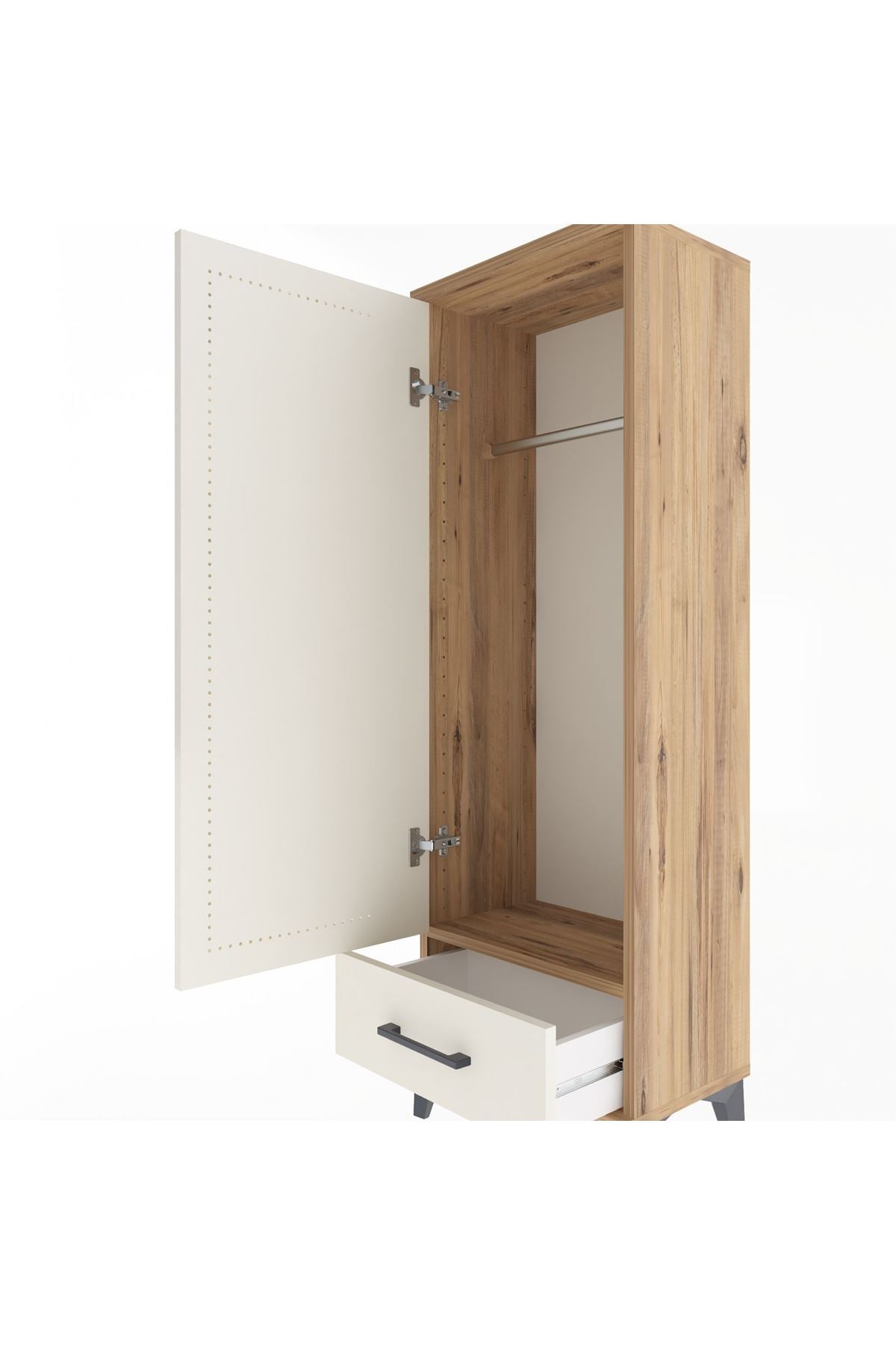 Arges Dolap Tek Raflı Tek Çekmeceli Tek Askılı 44x30x134 - S16M088V7A