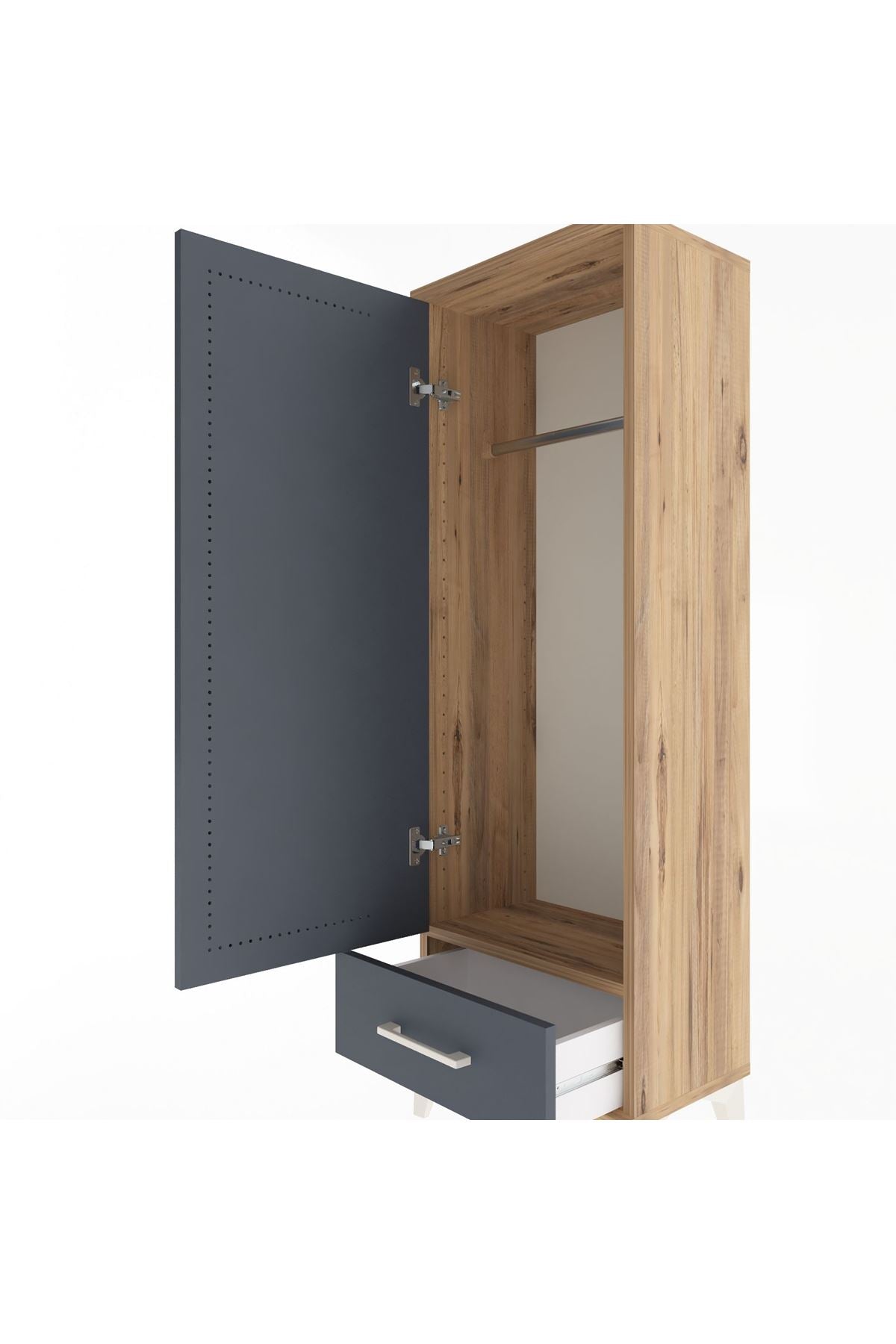Arges Dolap Tek Raflı Tek Çekmeceli Tek Askılı 44x30x134 - S16M088V8A
