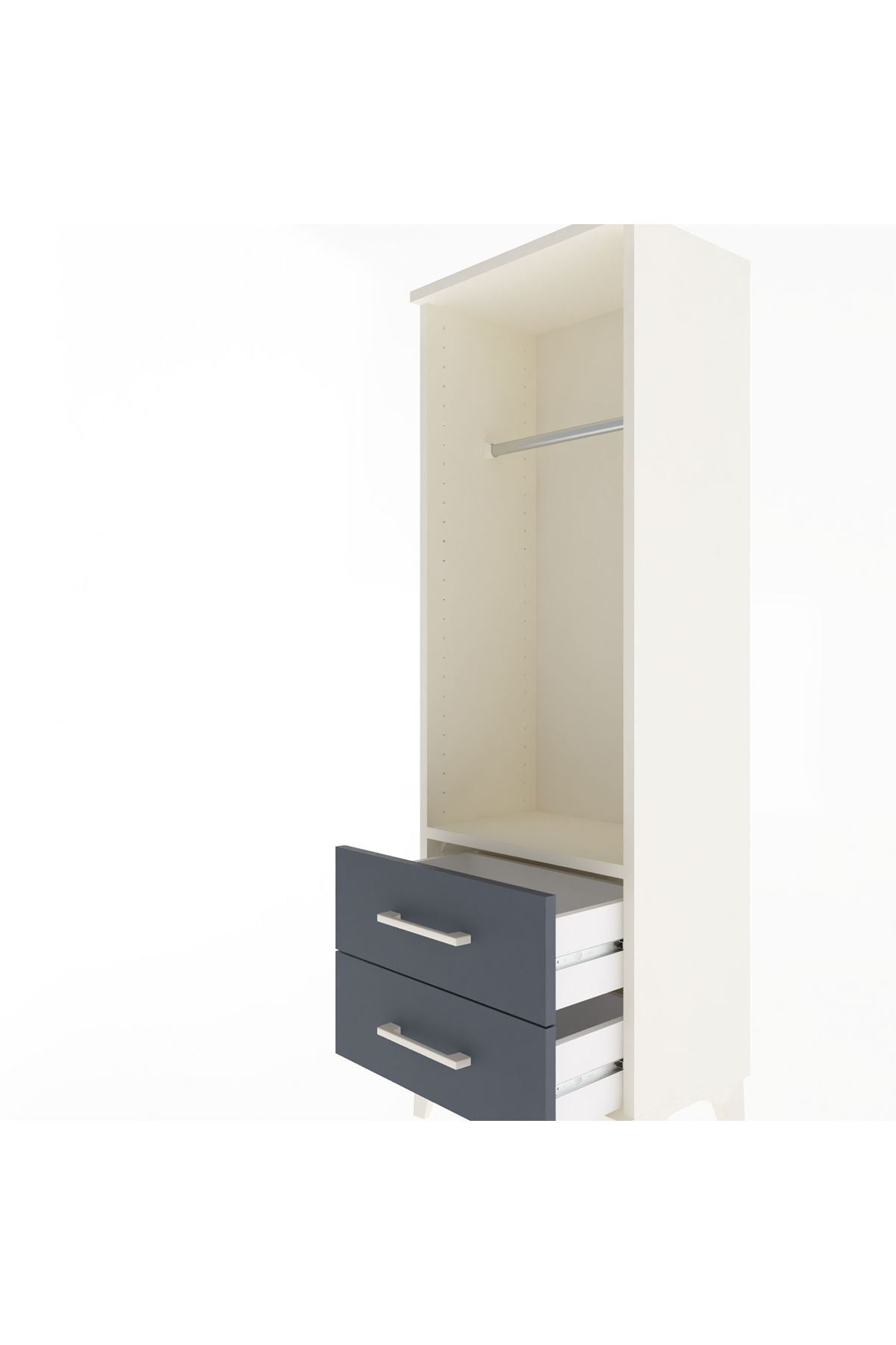 Arges Dolap Tek Raflı 2 Çekmeceli Tek Askılı 44x30x134 - S16M092V2A