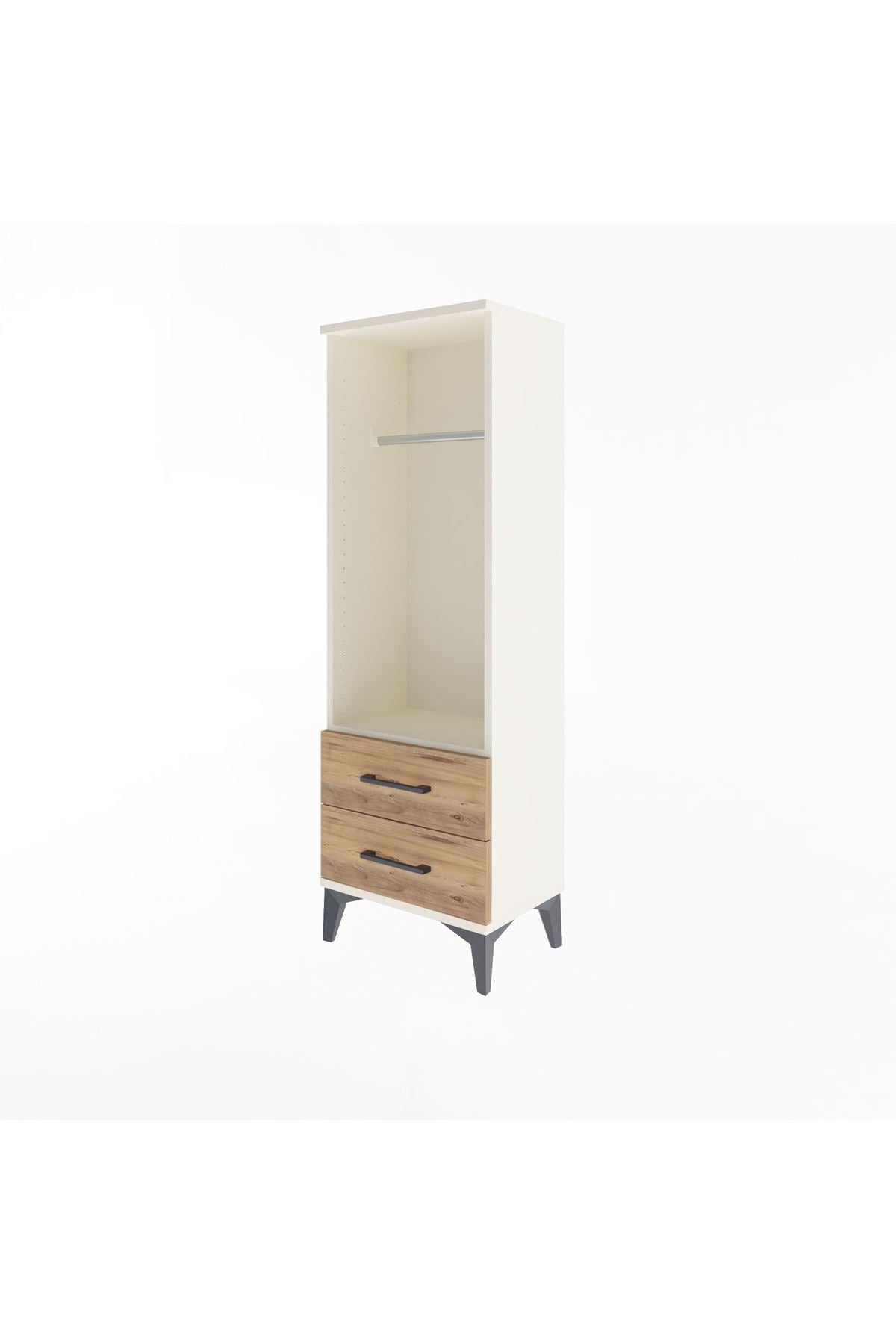 Arges Dolap Tek Raflı 2 Çekmeceli Tek Askılı 44x30x134 - S16M092V3A
