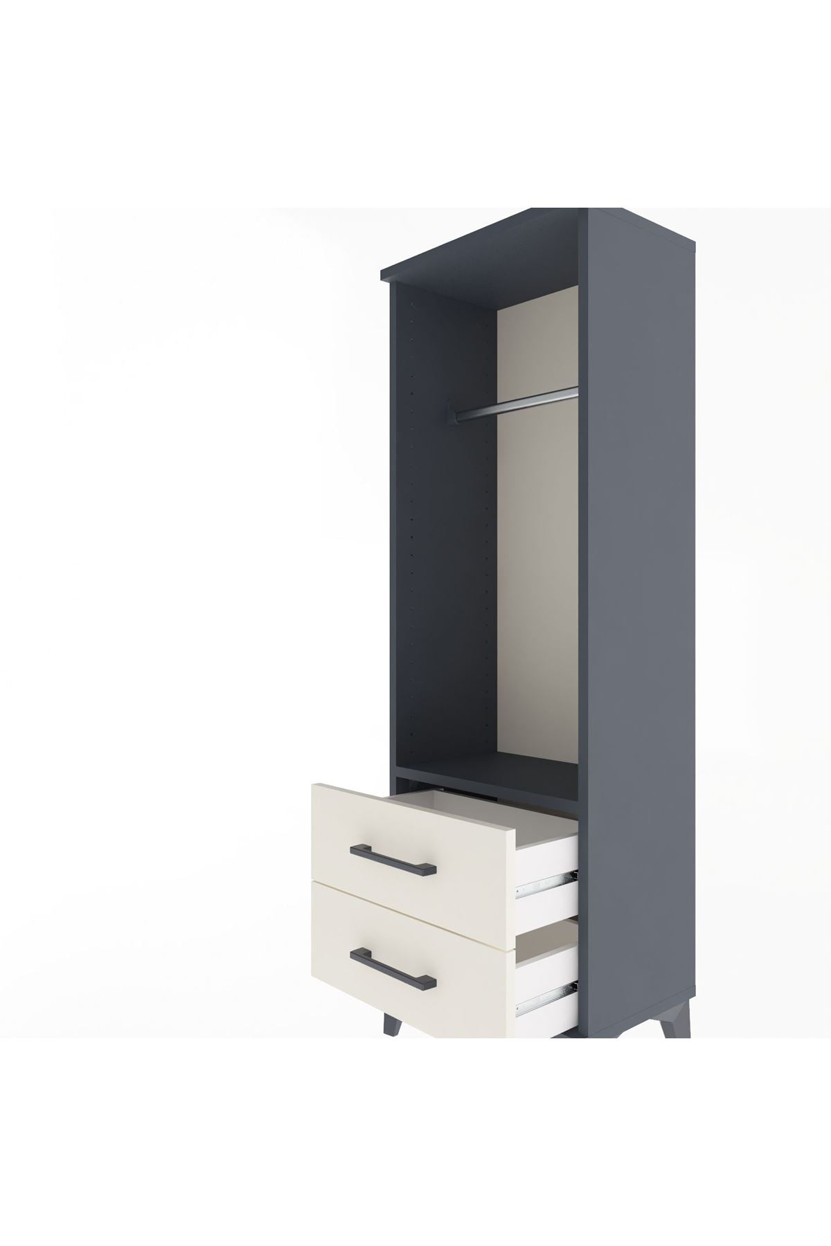 Arges Dolap Tek Raflı 2 Çekmeceli Tek Askılı 44x30x134 - S16M092V4A