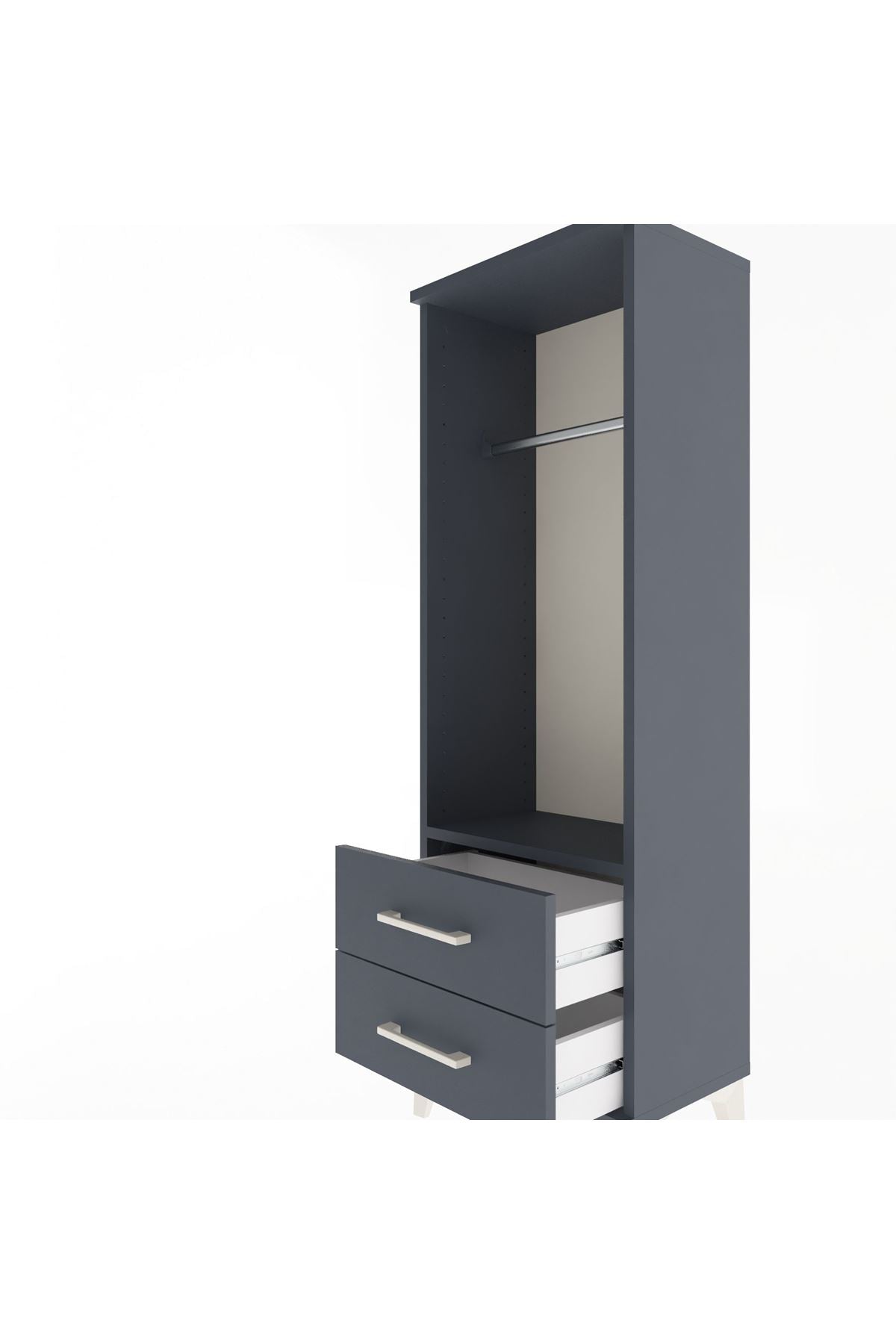 Arges Dolap Tek Raflı 2 Çekmeceli Tek Askılı 44x30x134 - S16M092V5A