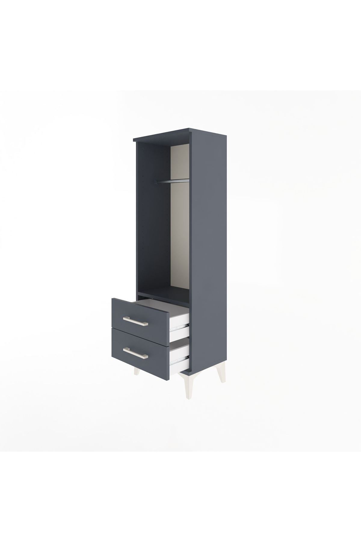 Arges Dolap Tek Raflı 2 Çekmeceli Tek Askılı 44x30x134 - S16M092V5A