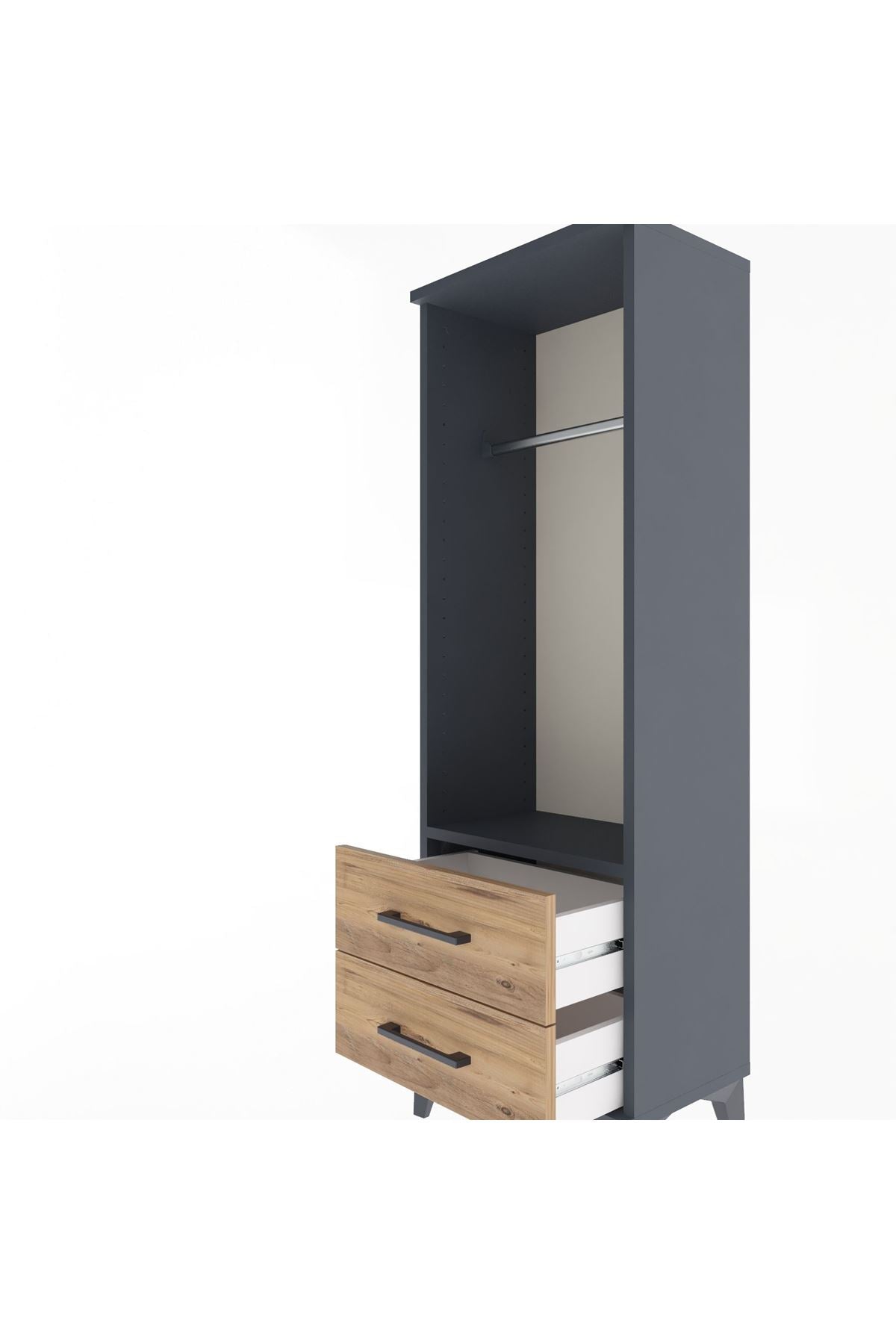 Arges Dolap Tek Raflı 2 Çekmeceli Tek Askılı 44x30x134 - S16M092V6A