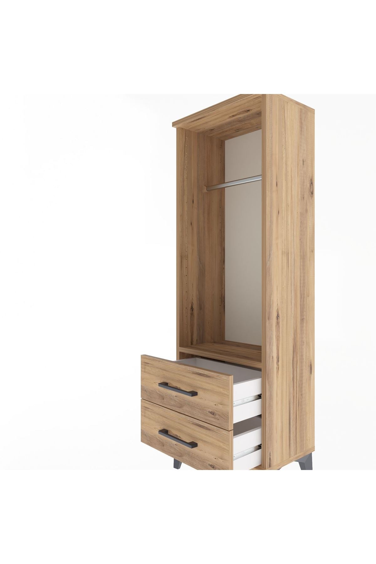 Arges Dolap Tek Raflı 2 Çekmeceli Tek Askılı 44x30x134 - S16M092V9A