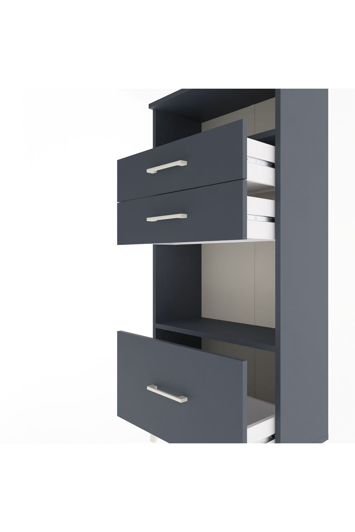Arges Dolap 2 Raflı 3 Çekmeceli 60x30x134 - S17M007V5A