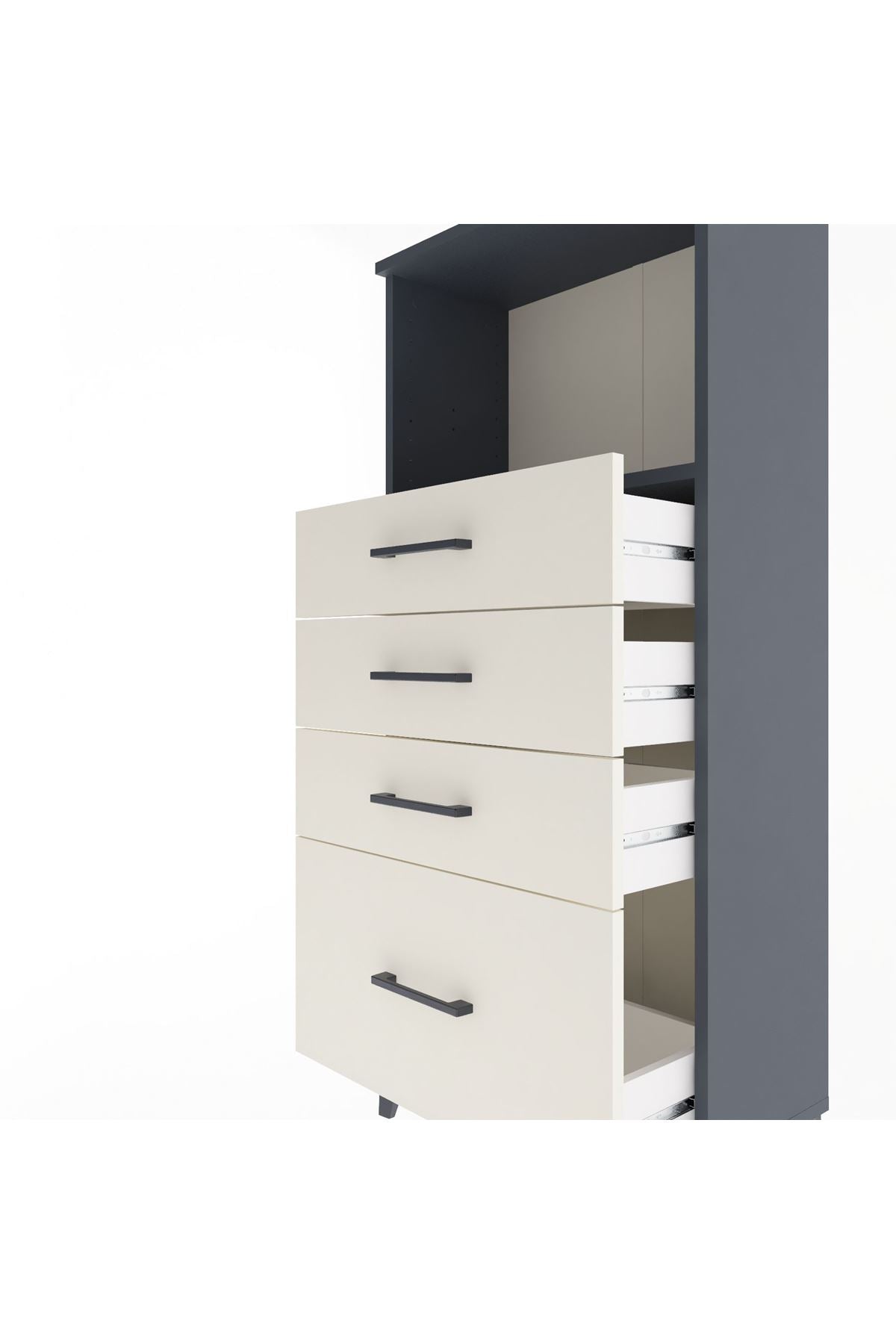 Arges Dolap Tek Raflı 4 Çekmeceli 60x30x134 - S17M009V4A