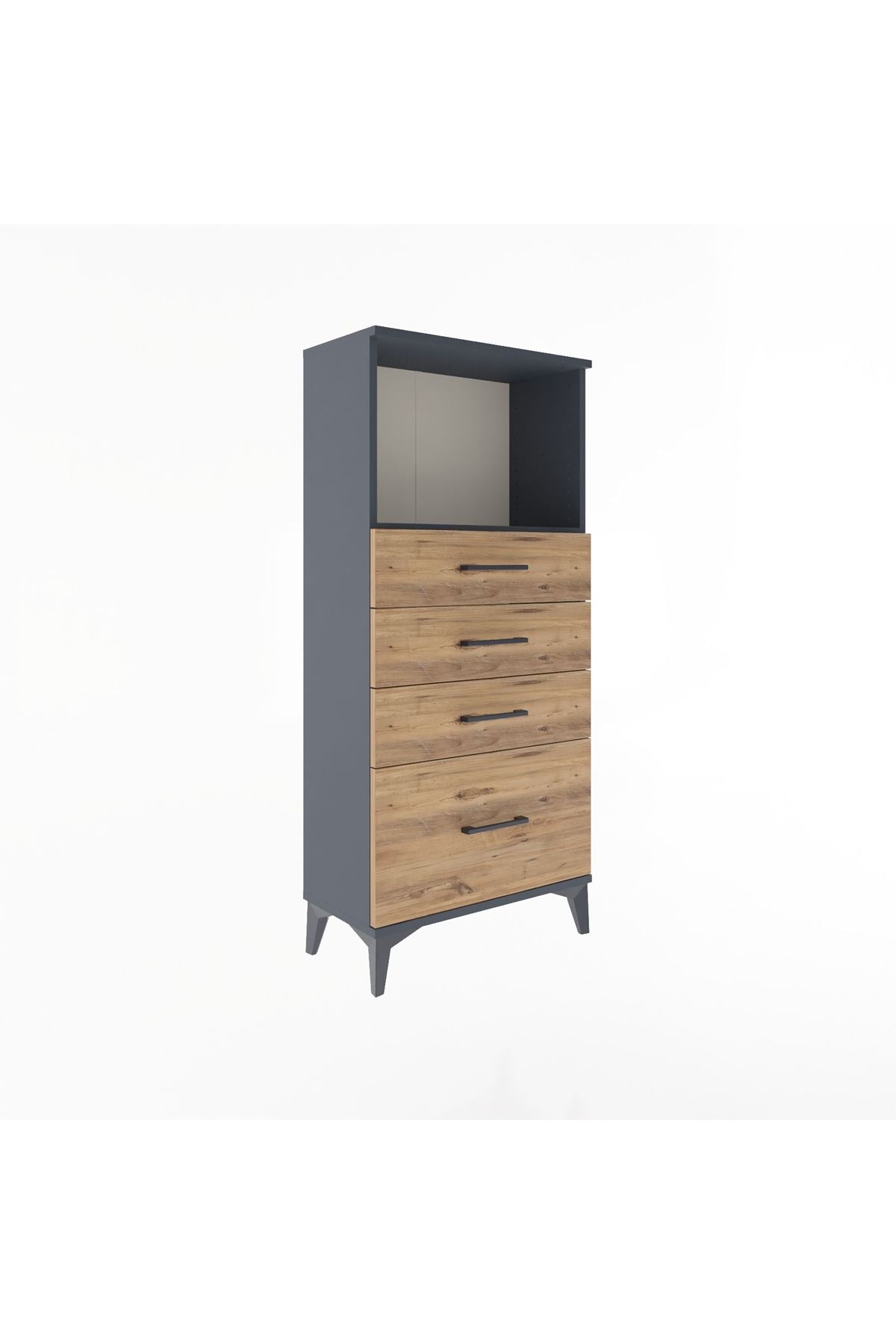 Arges Dolap Tek Raflı 4 Çekmeceli 60x30x134 - S17M009V6A