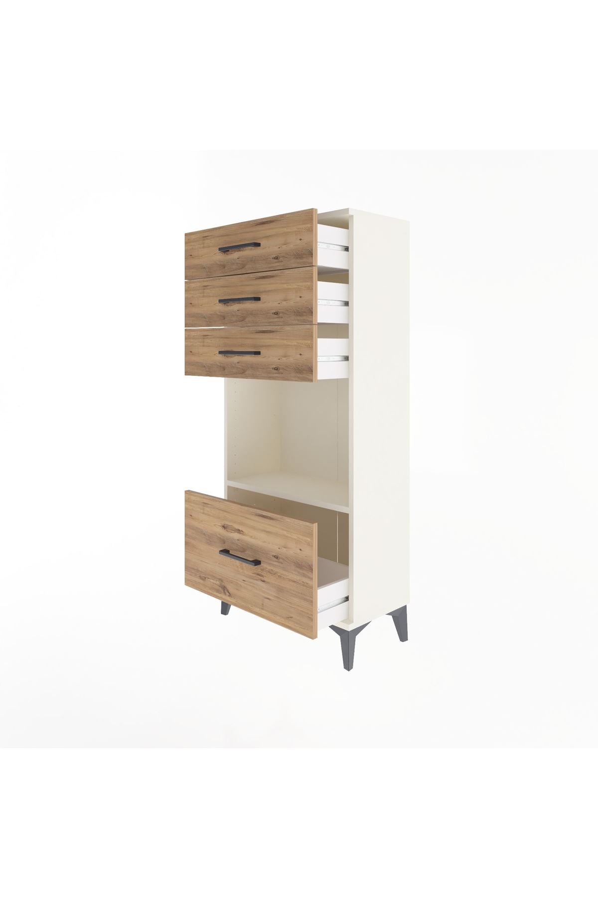 Arges Dolap Tek Raflı 4 Çekmeceli 60x30x134 - S17M010V3A