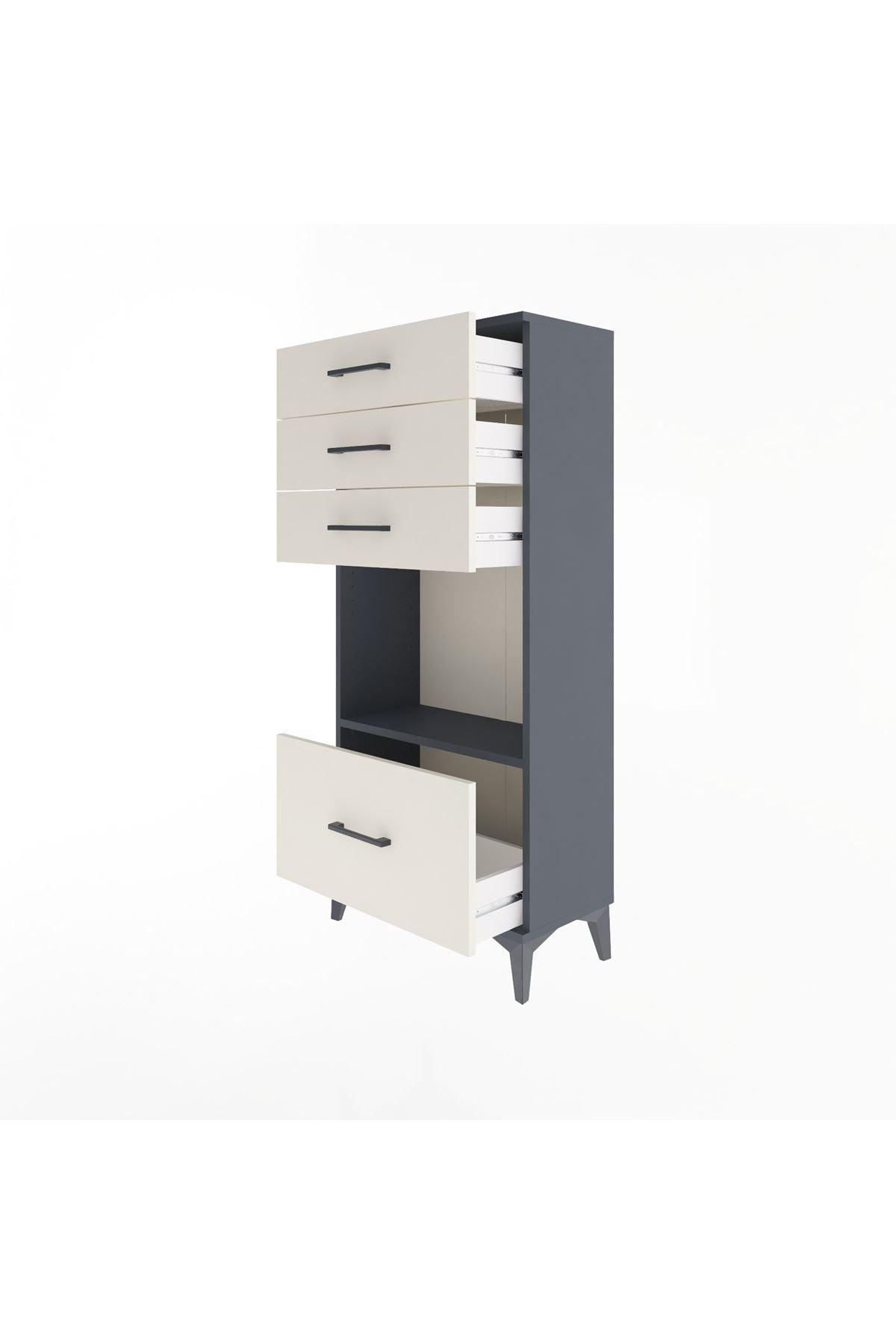 Arges Dolap Tek Raflı 4 Çekmeceli 60x30x134 - S17M010V4A