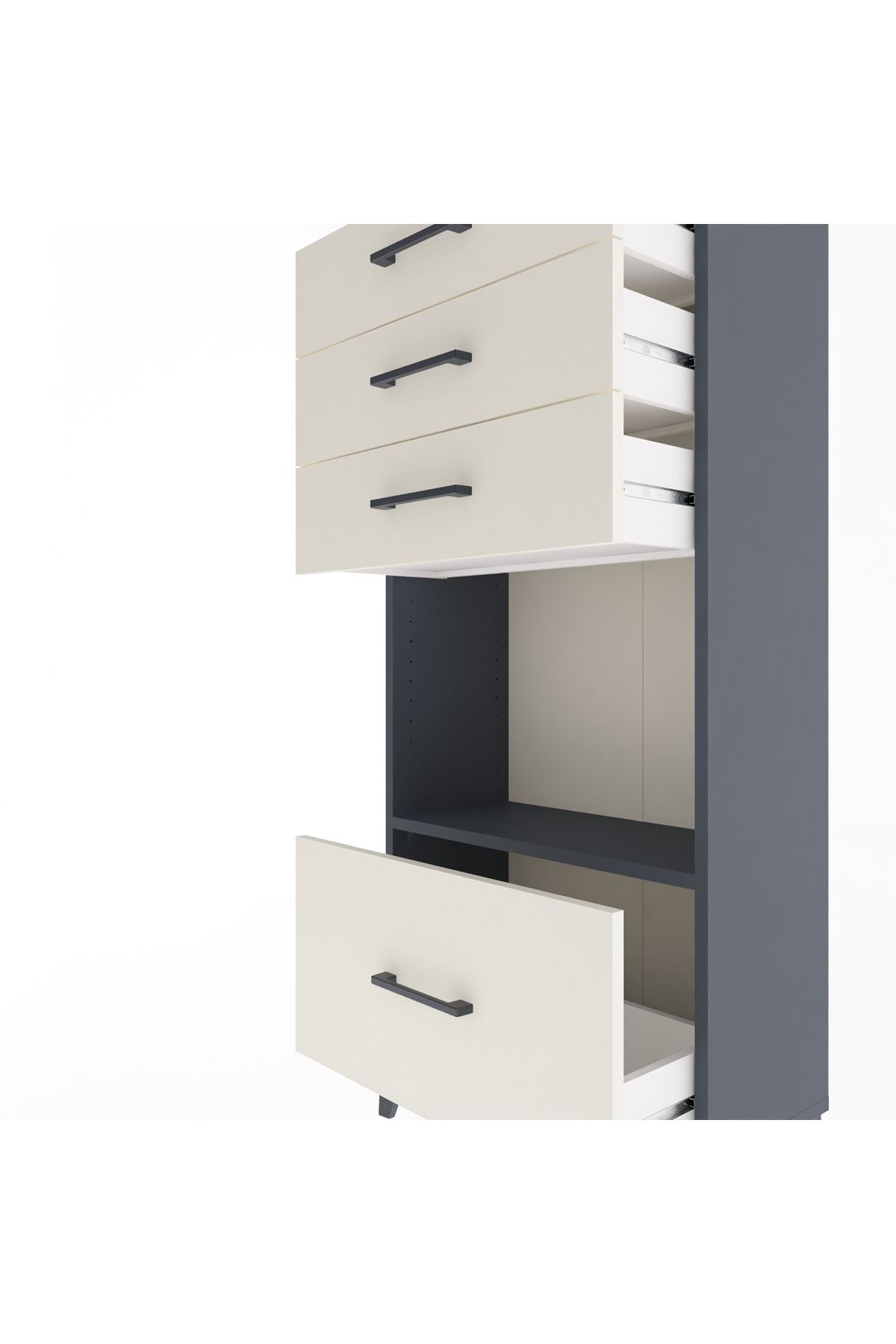 Arges Dolap Tek Raflı 4 Çekmeceli 60x30x134 - S17M010V4A