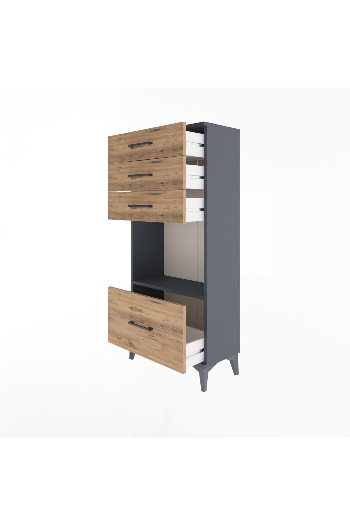 Arges Dolap Tek Raflı 4 Çekmeceli 60x30x134 - S17M010V6A