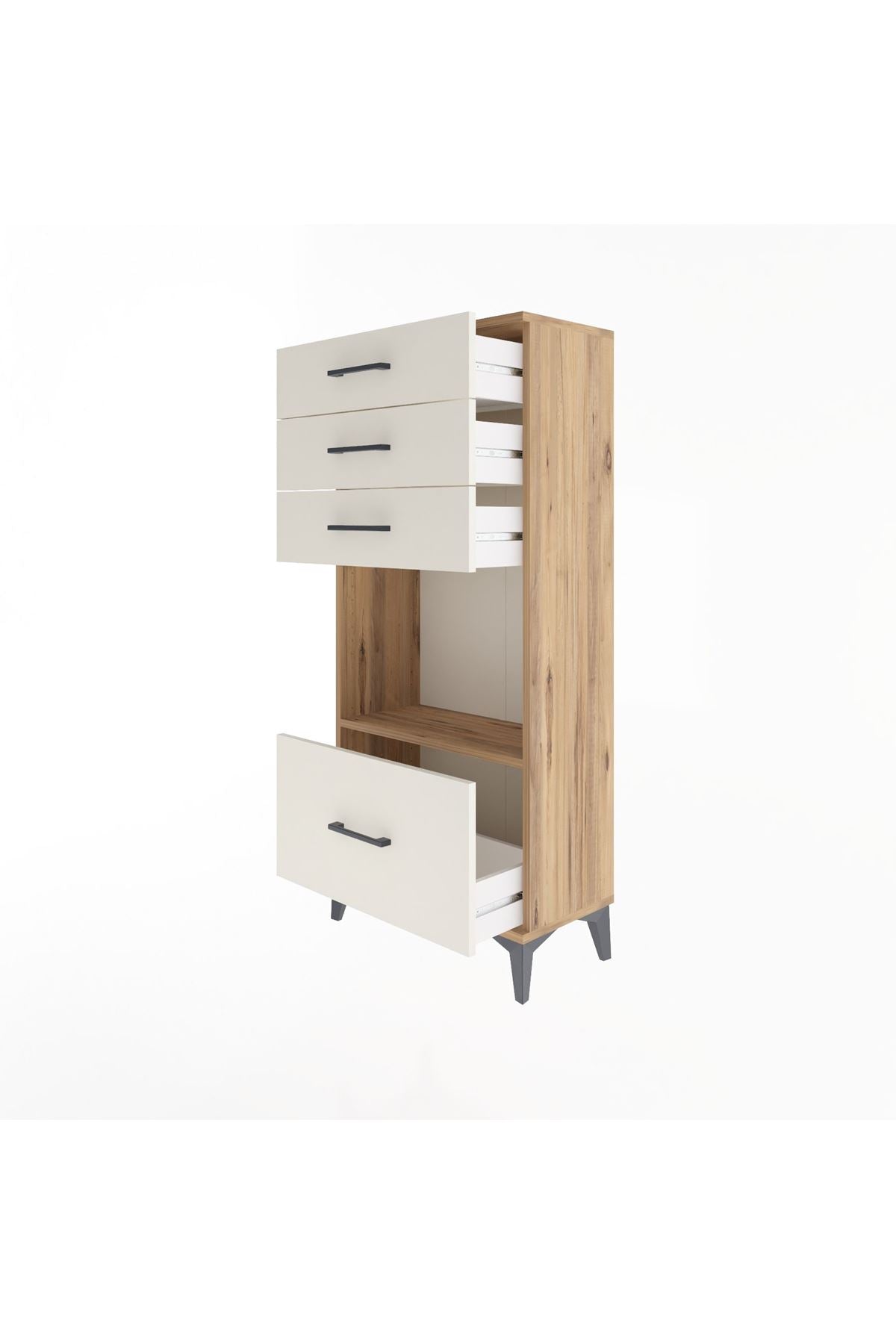Arges Dolap Tek Raflı 4 Çekmeceli 60x30x134 - S17M010V7A