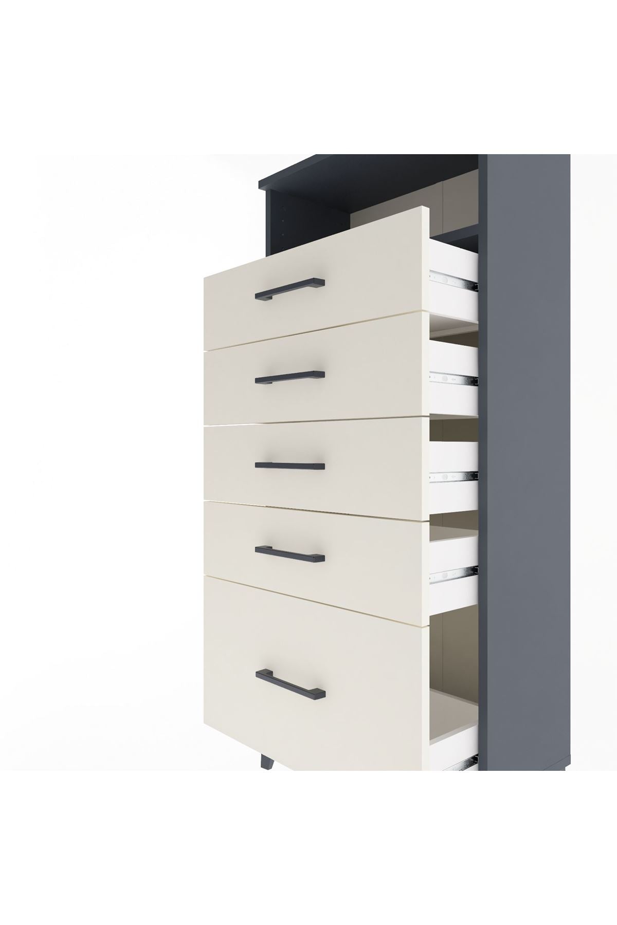 Arges Dolap Tek Raflı 5 Çekmeceli 60x30x134 - S17M011V4A