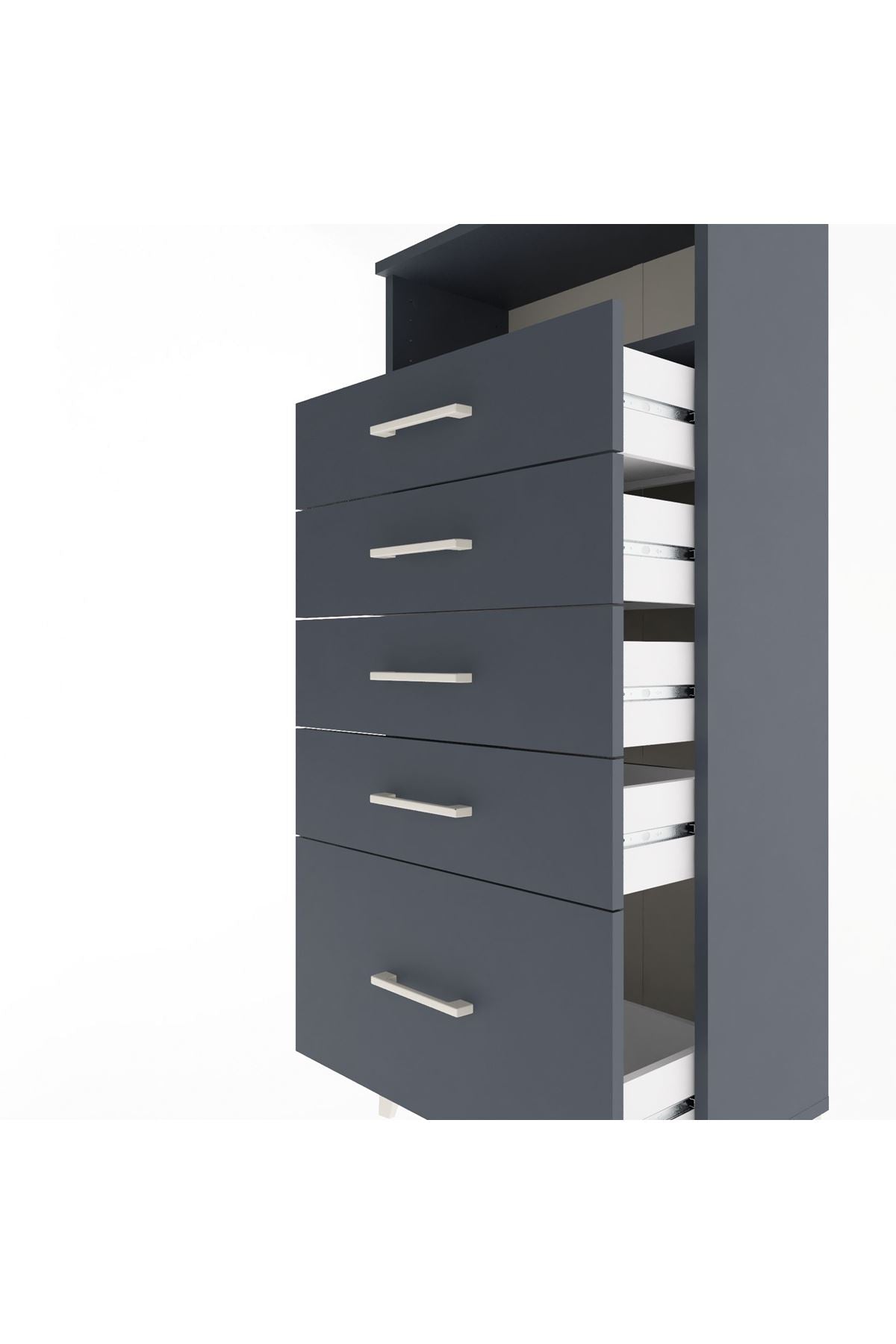 Arges Dolap Tek Raflı 5 Çekmeceli 60x30x134 - S17M011V5A