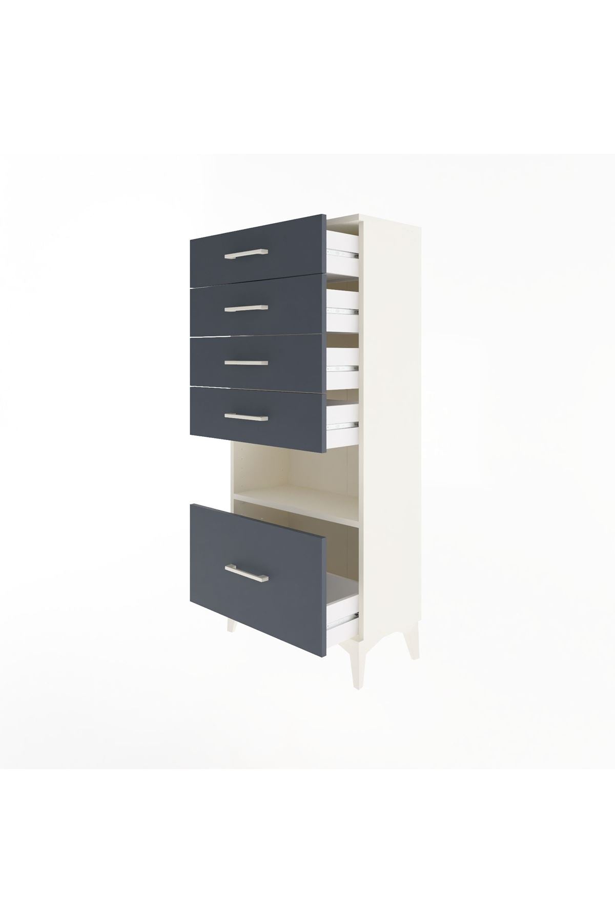 Arges Dolap Tek Raflı 5 Çekmeceli 60x30x134 - S17M012V2A