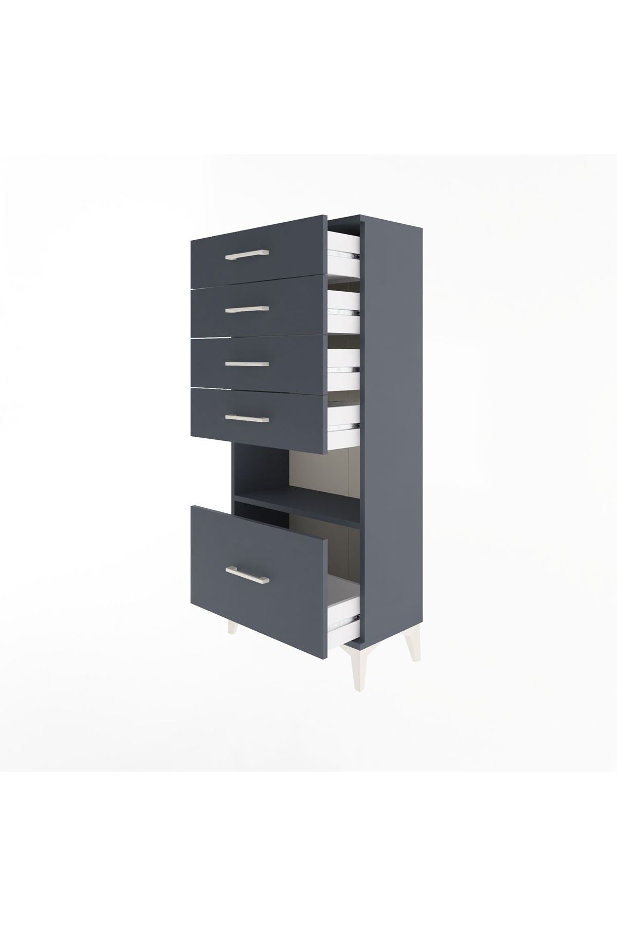 Arges Dolap Tek Raflı 5 Çekmeceli 60x30x134 - S17M012V5A