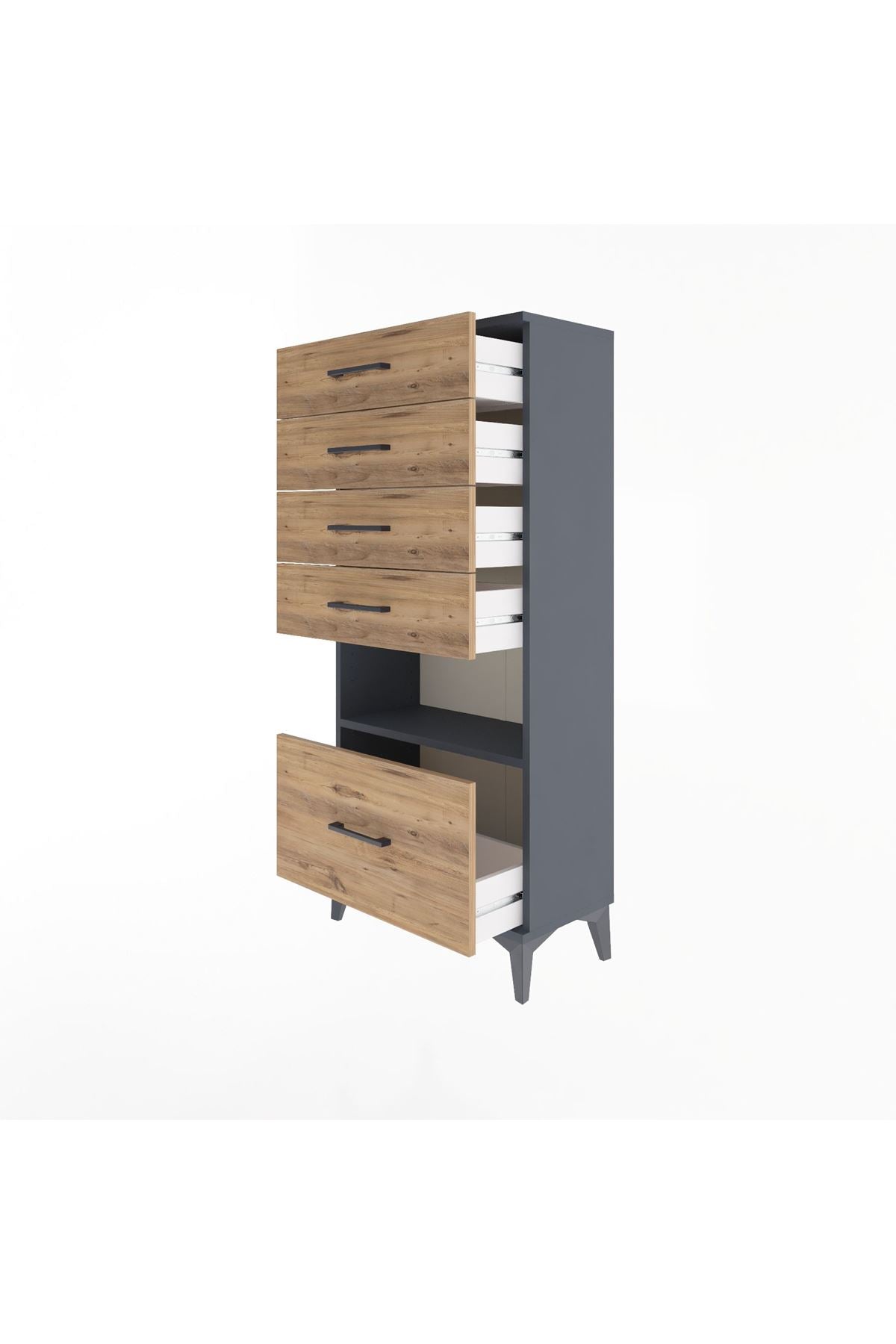 Arges Dolap Tek Raflı 5 Çekmeceli 60x30x134 - S17M012V6A