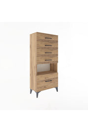 Arges Dolap Tek Raflı 5 Çekmeceli 60x30x134 - S17M012V9A