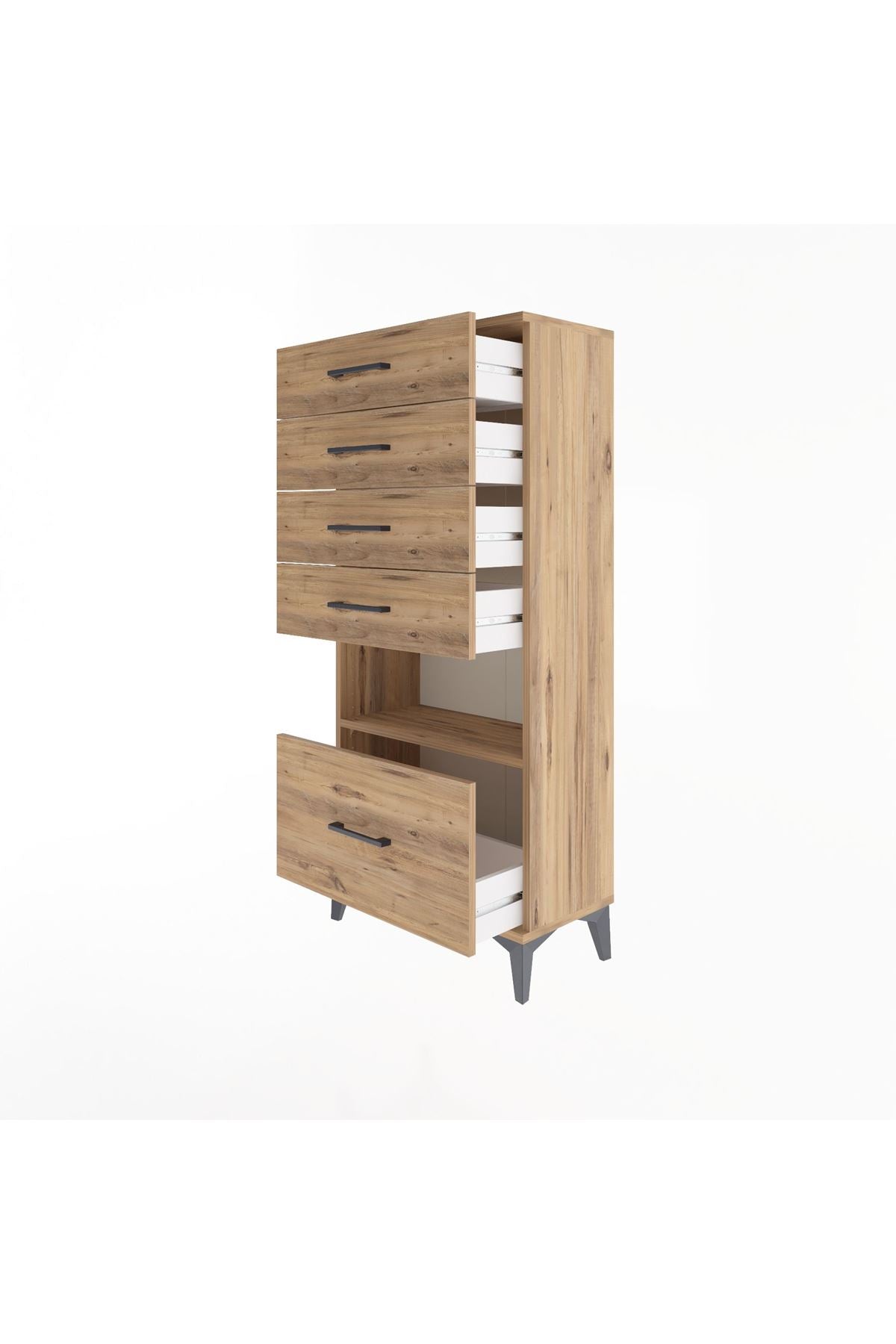 Arges Dolap Tek Raflı 5 Çekmeceli 60x30x134 - S17M012V9A