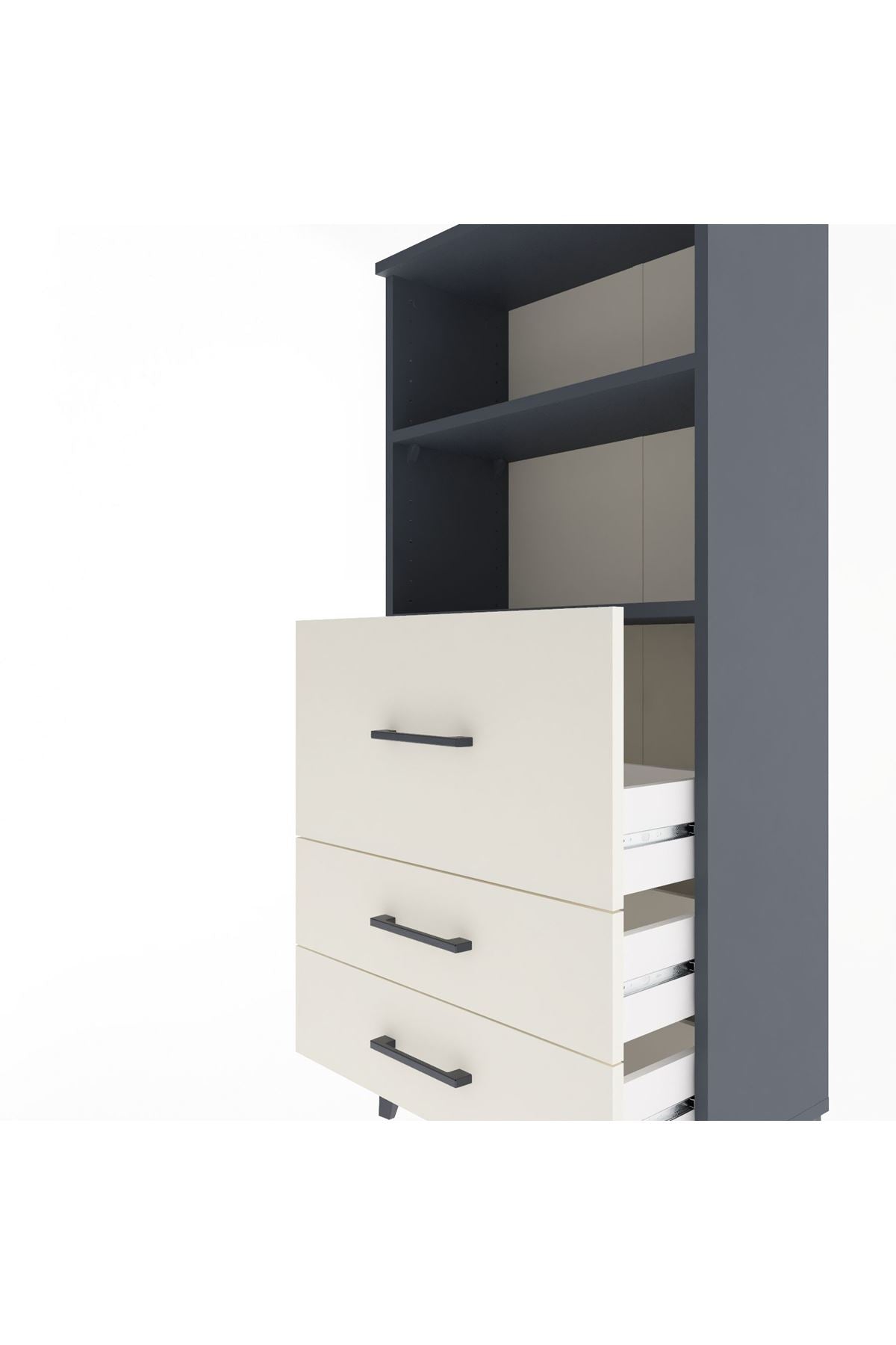 Arges Dolap 2 Raflı 3 Çekmeceli 60x30x134 - S17M014V4A