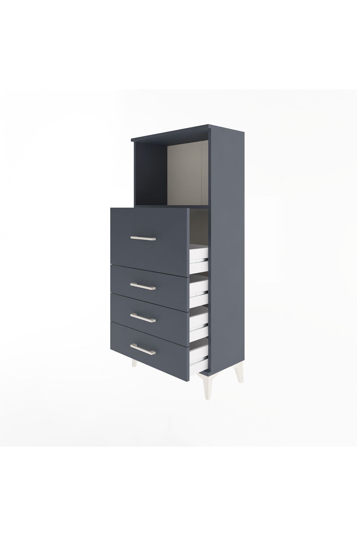 Arges Dolap Tek Raflı 4 Çekmeceli 60x30x134 - S17M016V5A