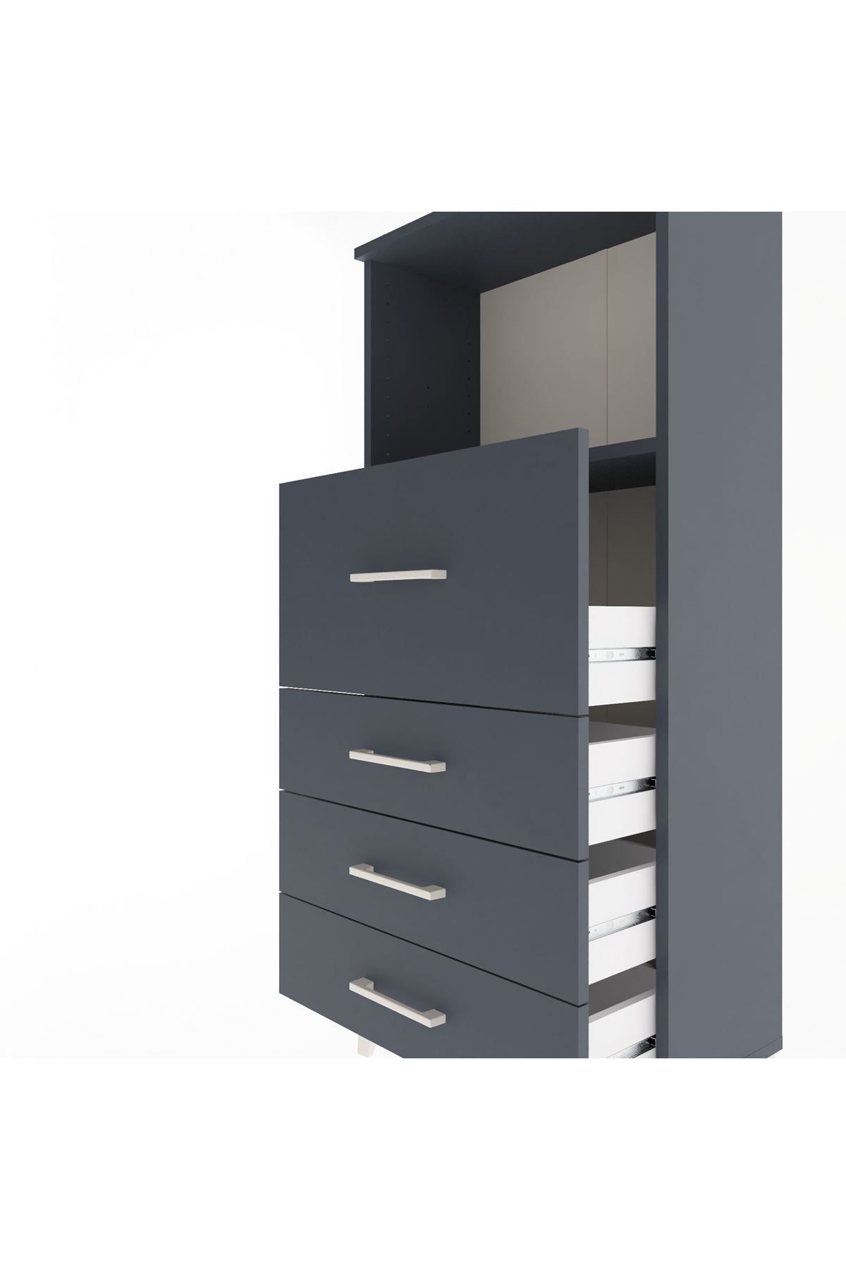 Arges Dolap Tek Raflı 4 Çekmeceli 60x30x134 - S17M016V5A