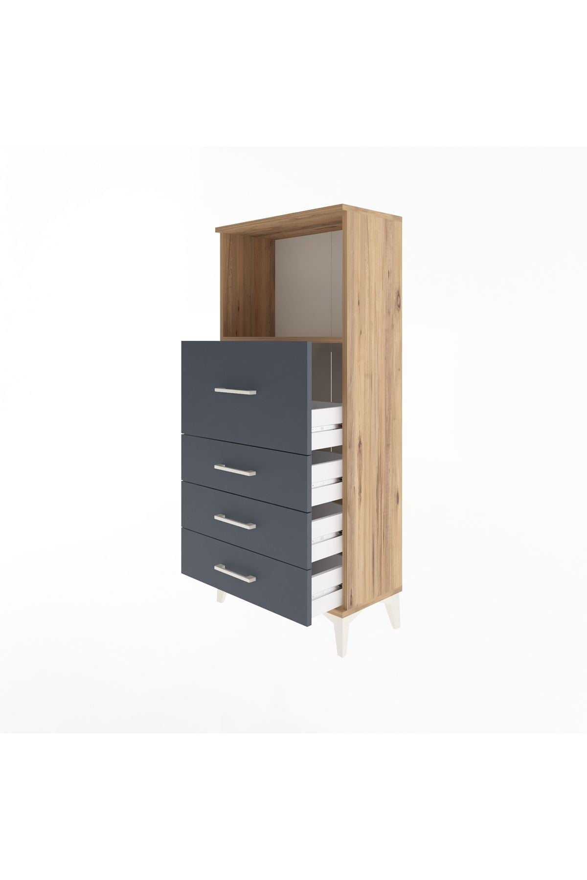 Arges Dolap Tek Raflı 4 Çekmeceli 60x30x134 - S17M016V8A