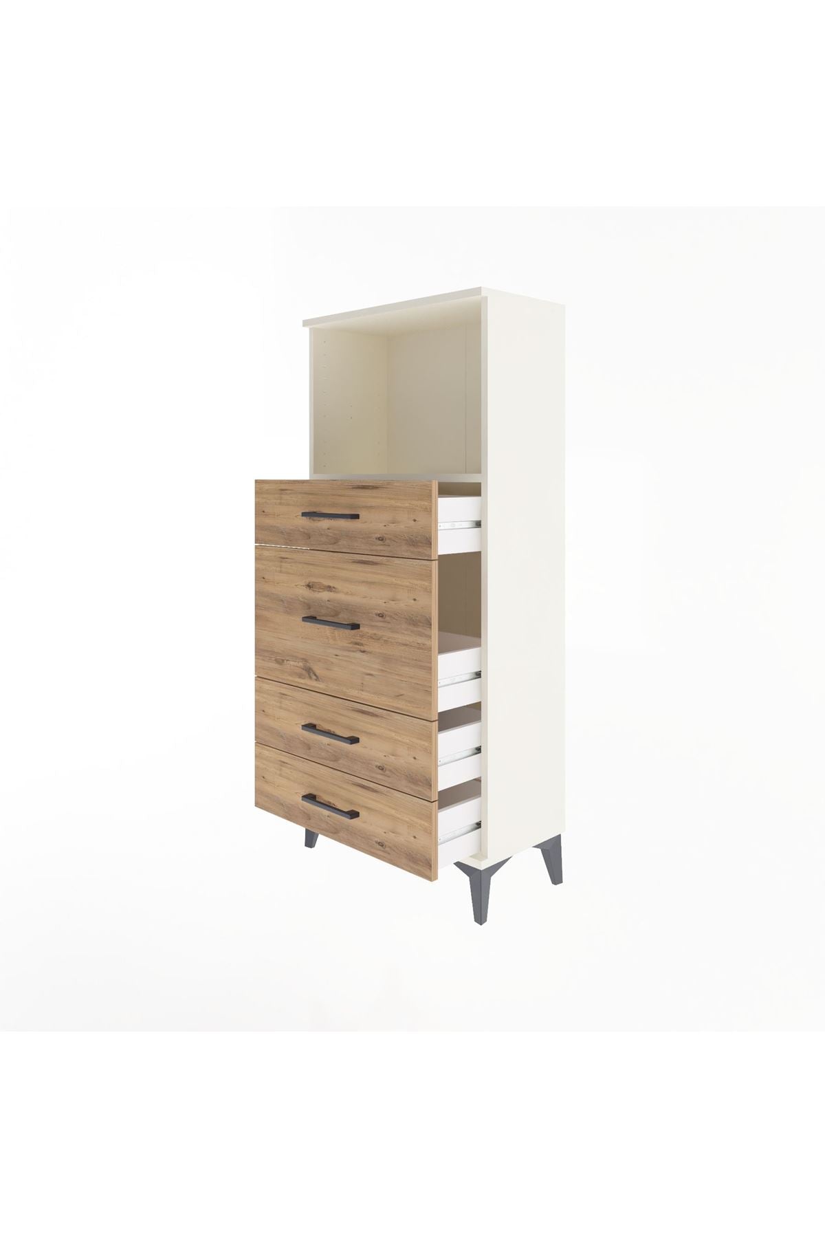 Arges Dolap Tek Raflı 4 Çekmeceli 60x30x134 - S17M017V3A