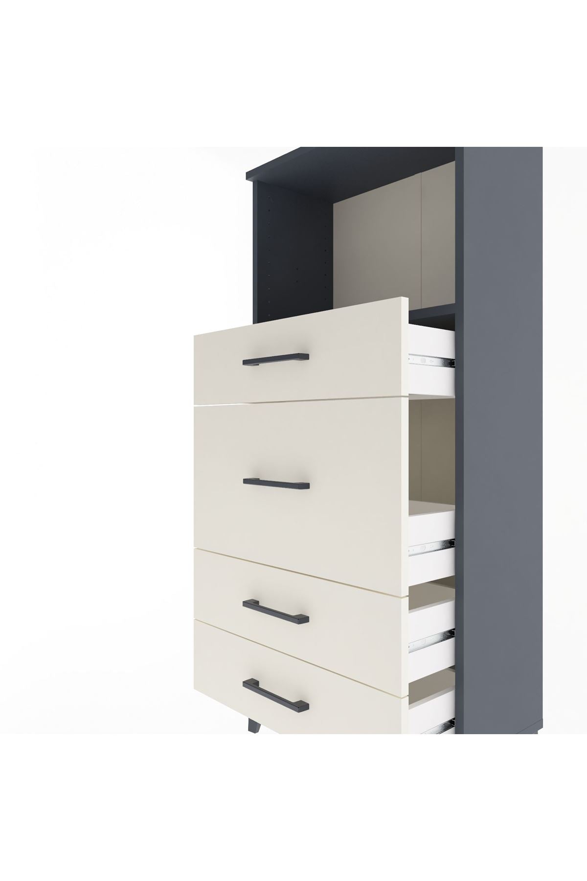 Arges Dolap Tek Raflı 4 Çekmeceli 60x30x134 - S17M017V4A