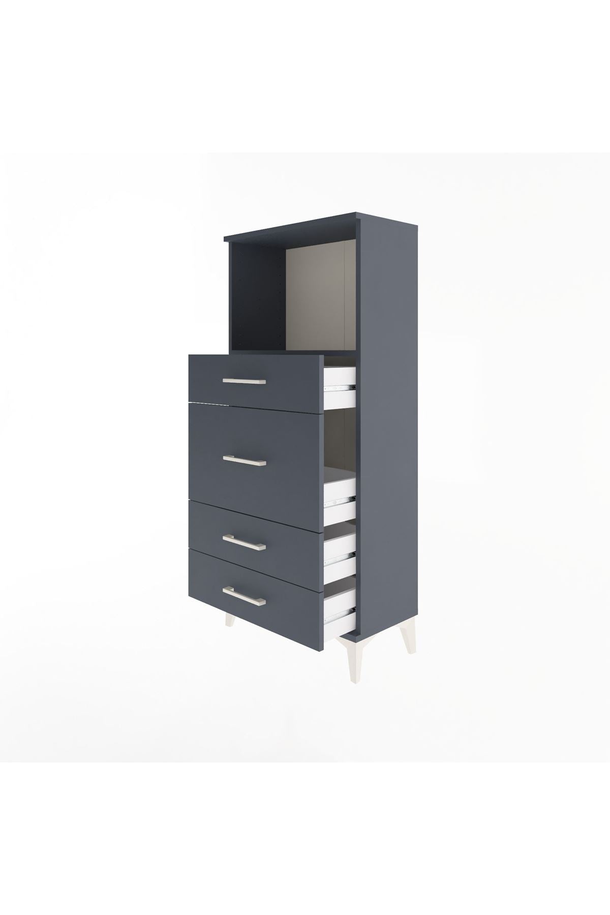 Arges Dolap Tek Raflı 4 Çekmeceli 60x30x134 - S17M017V5A