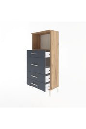 Arges Dolap Tek Raflı 4 Çekmeceli 60x30x134 - S17M017V8A