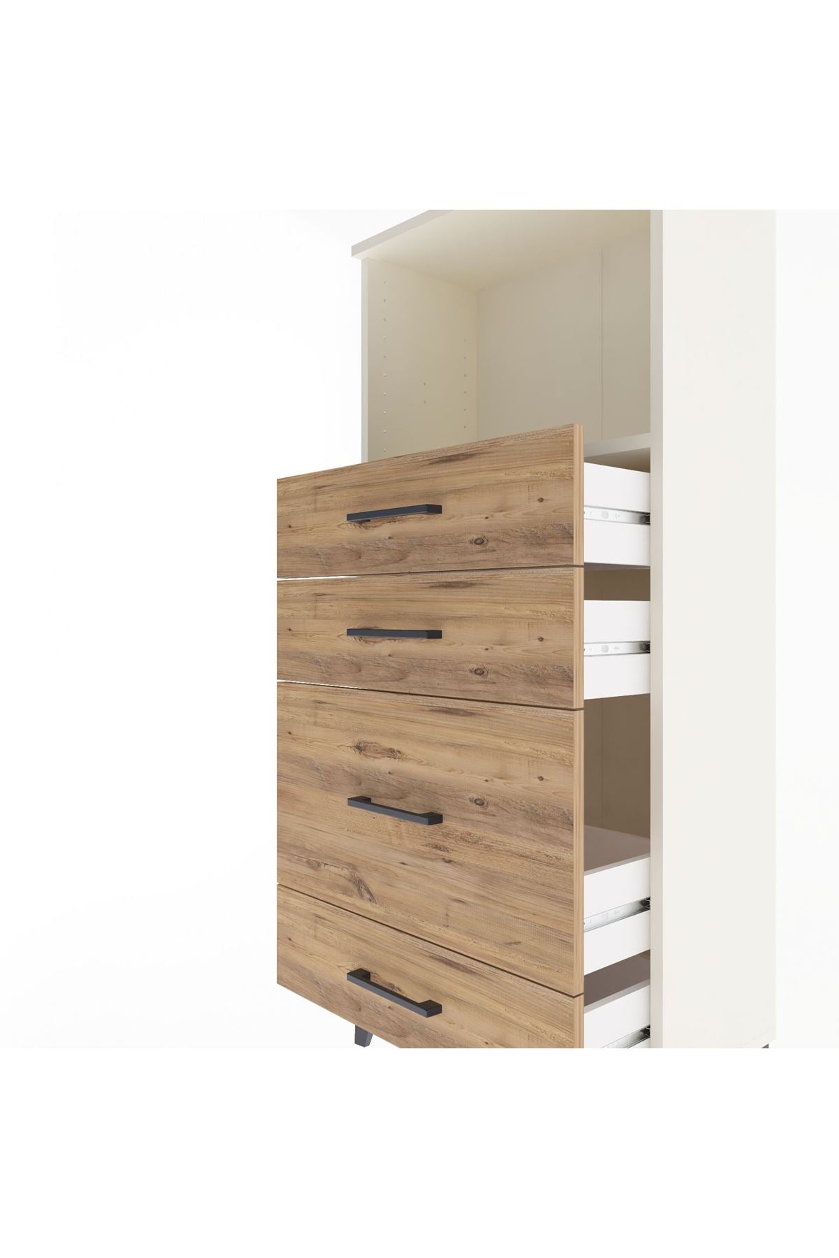 Arges Dolap Tek Raflı 4 Çekmeceli 60x30x134 - S17M018V3A