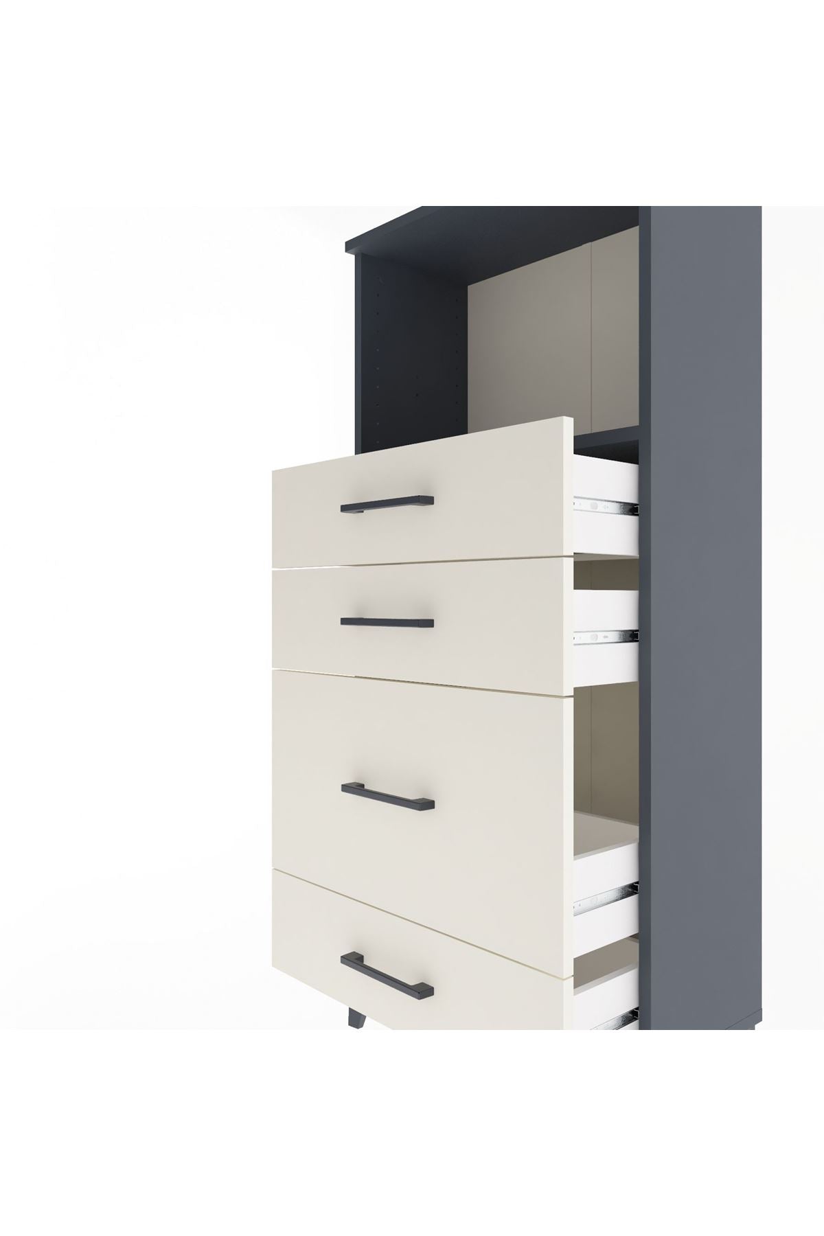 Arges Dolap Tek Raflı 4 Çekmeceli 60x30x134 - S17M018V4A