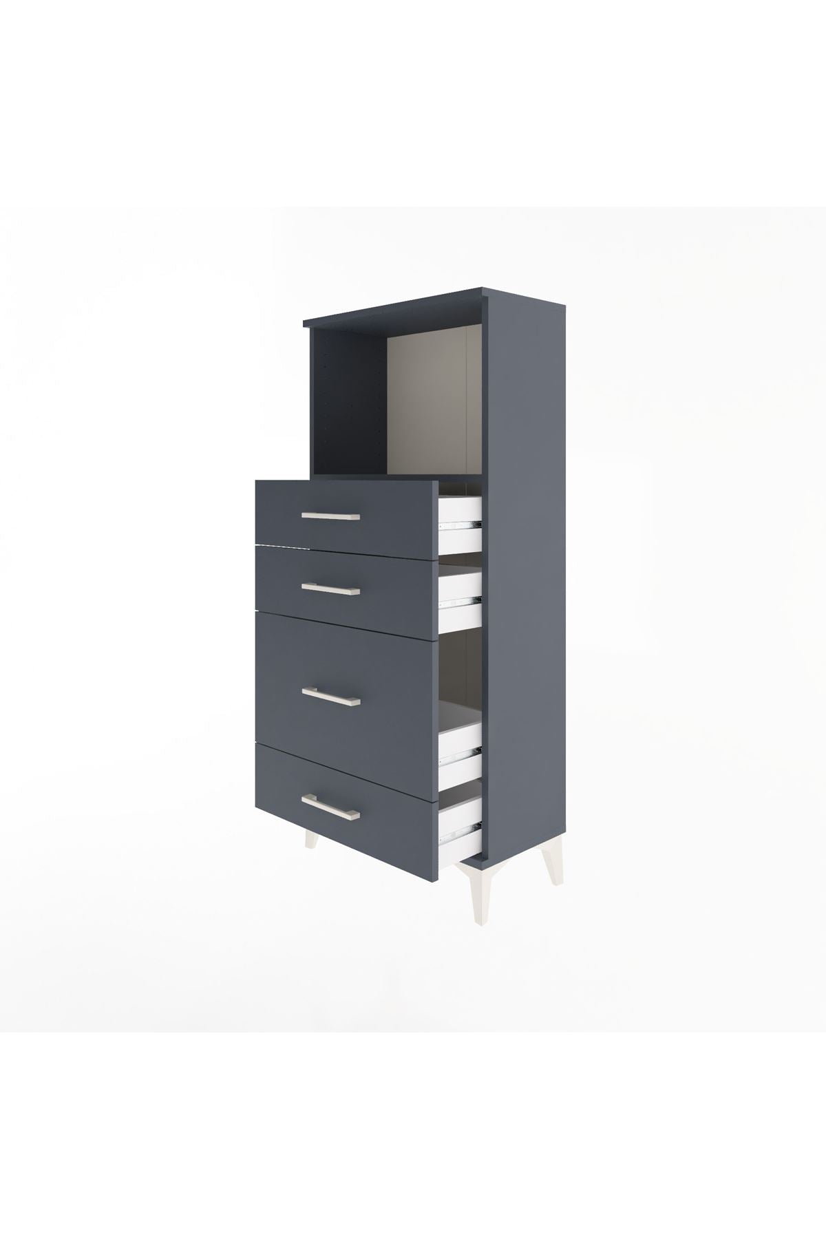 Arges Dolap Tek Raflı 4 Çekmeceli 60x30x134 - S17M018V5A