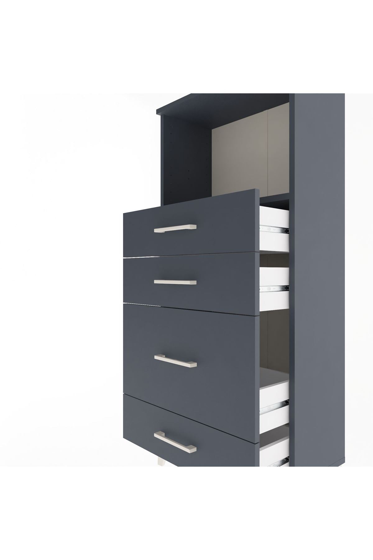 Arges Dolap Tek Raflı 4 Çekmeceli 60x30x134 - S17M018V5A